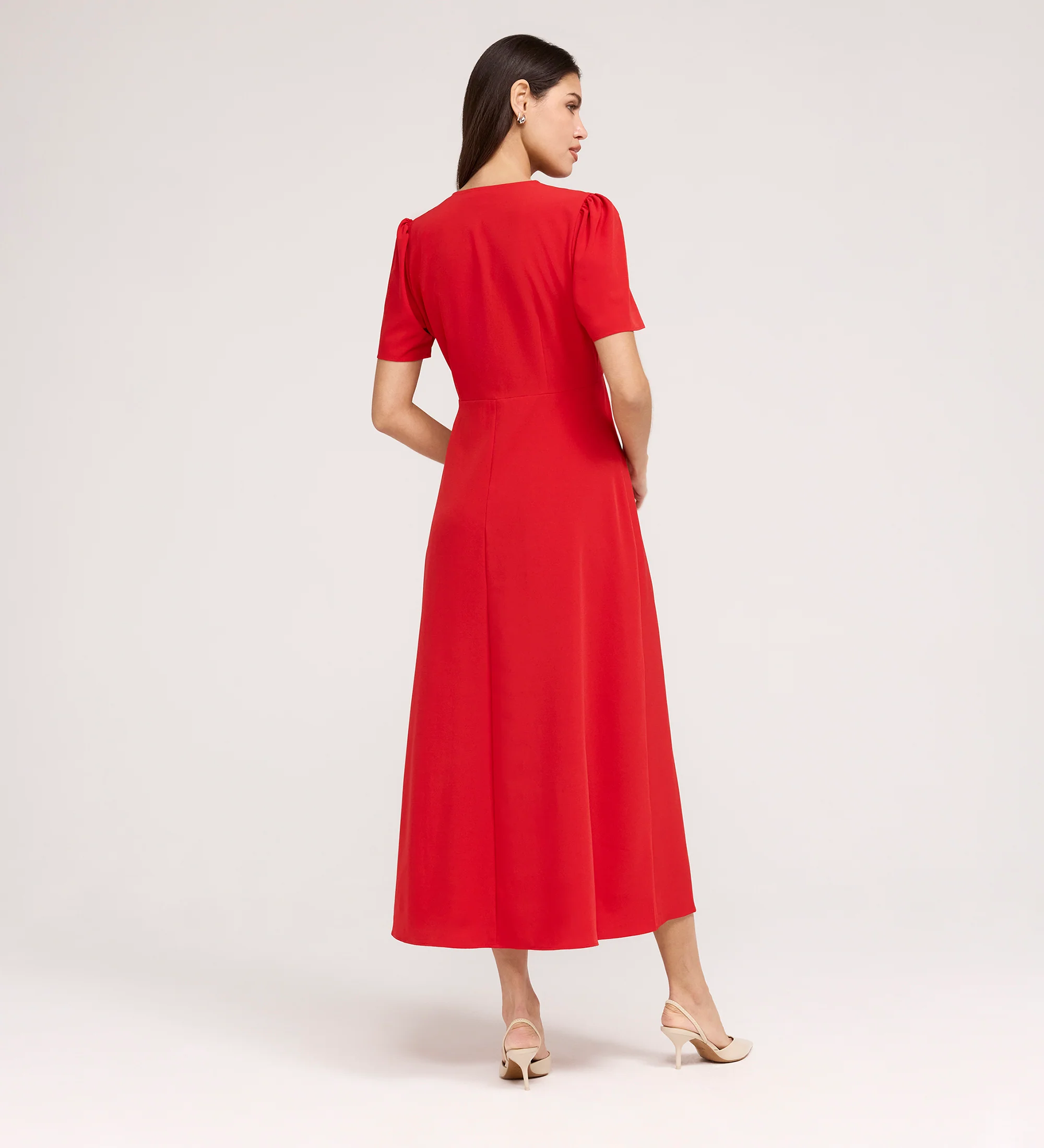 Nieve Red Crepe Midi Dress - Image 5