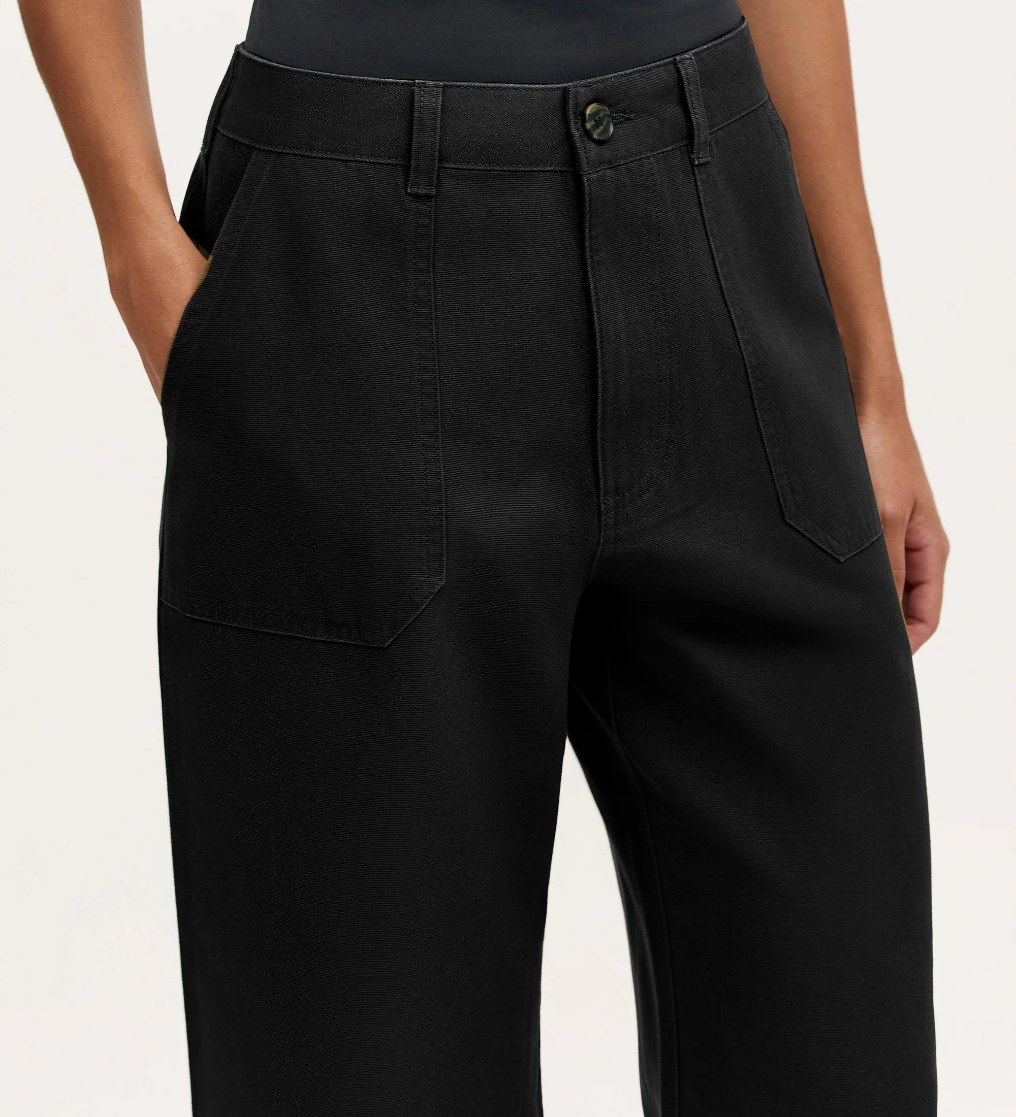Olive Black Canvas Wide Leg Trousers - Image 2