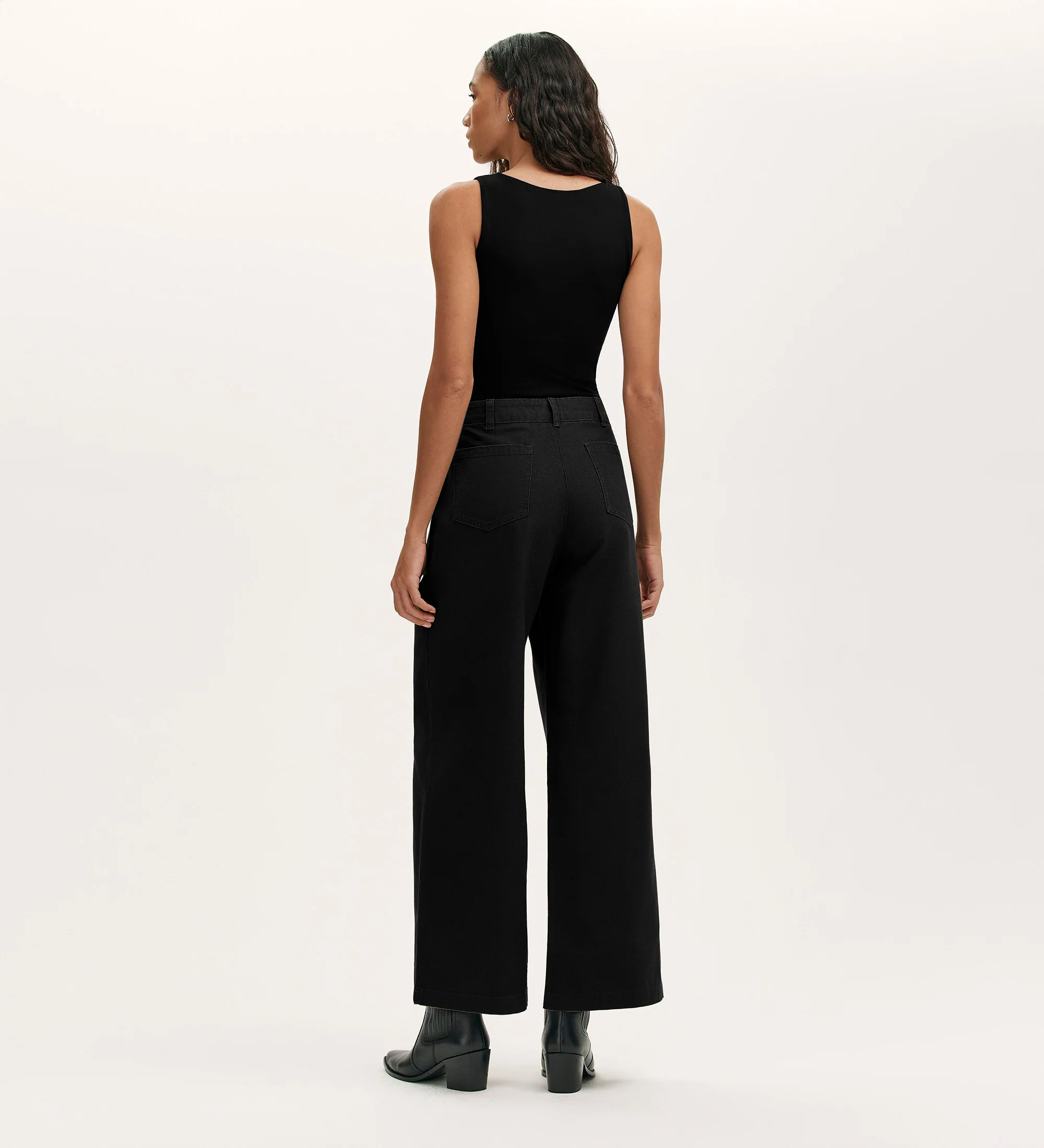Olive Black Canvas Wide Leg Trousers - Image 4