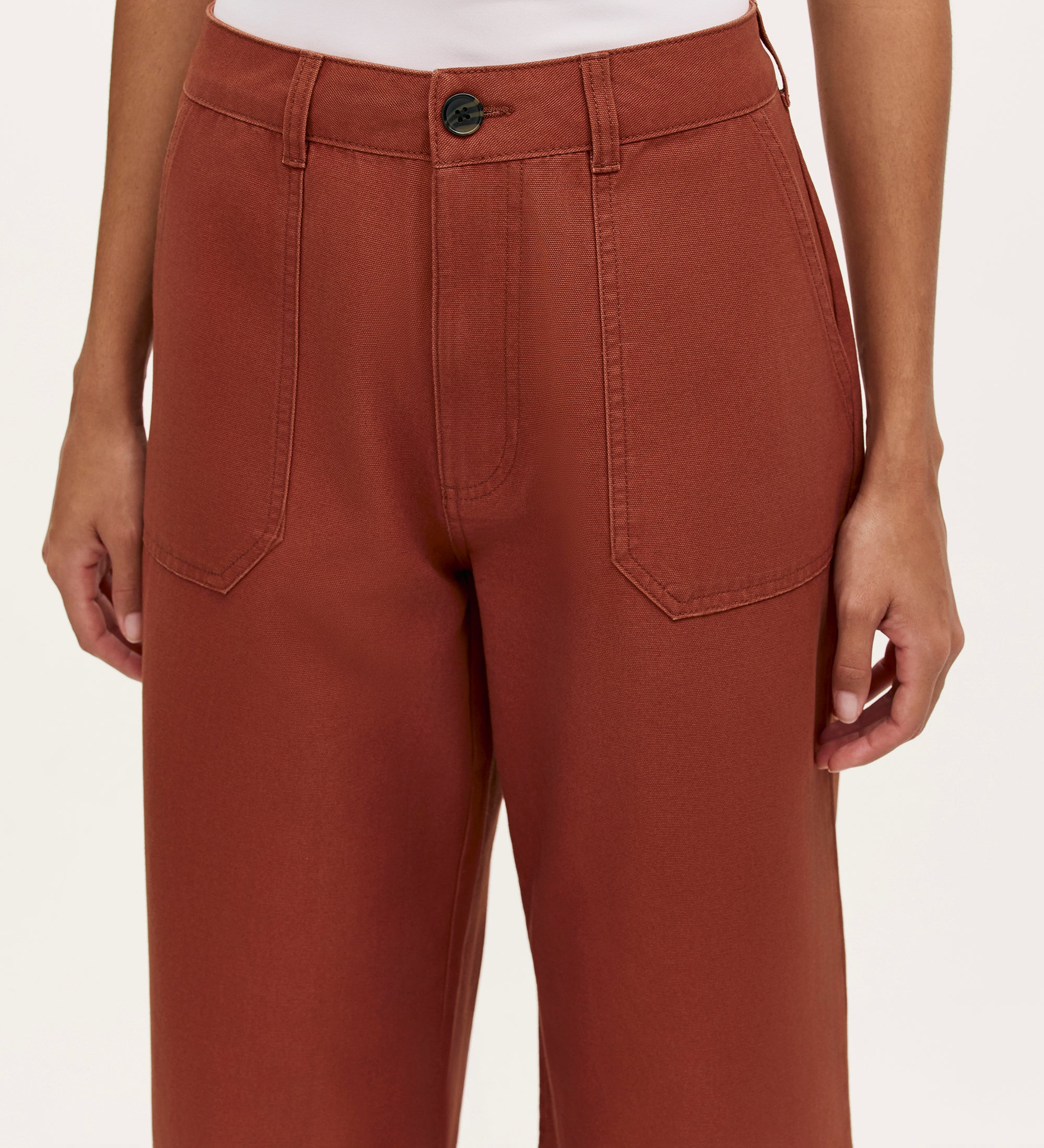 Olive Terracotta Canvas Wide Leg Trousers - Image 3