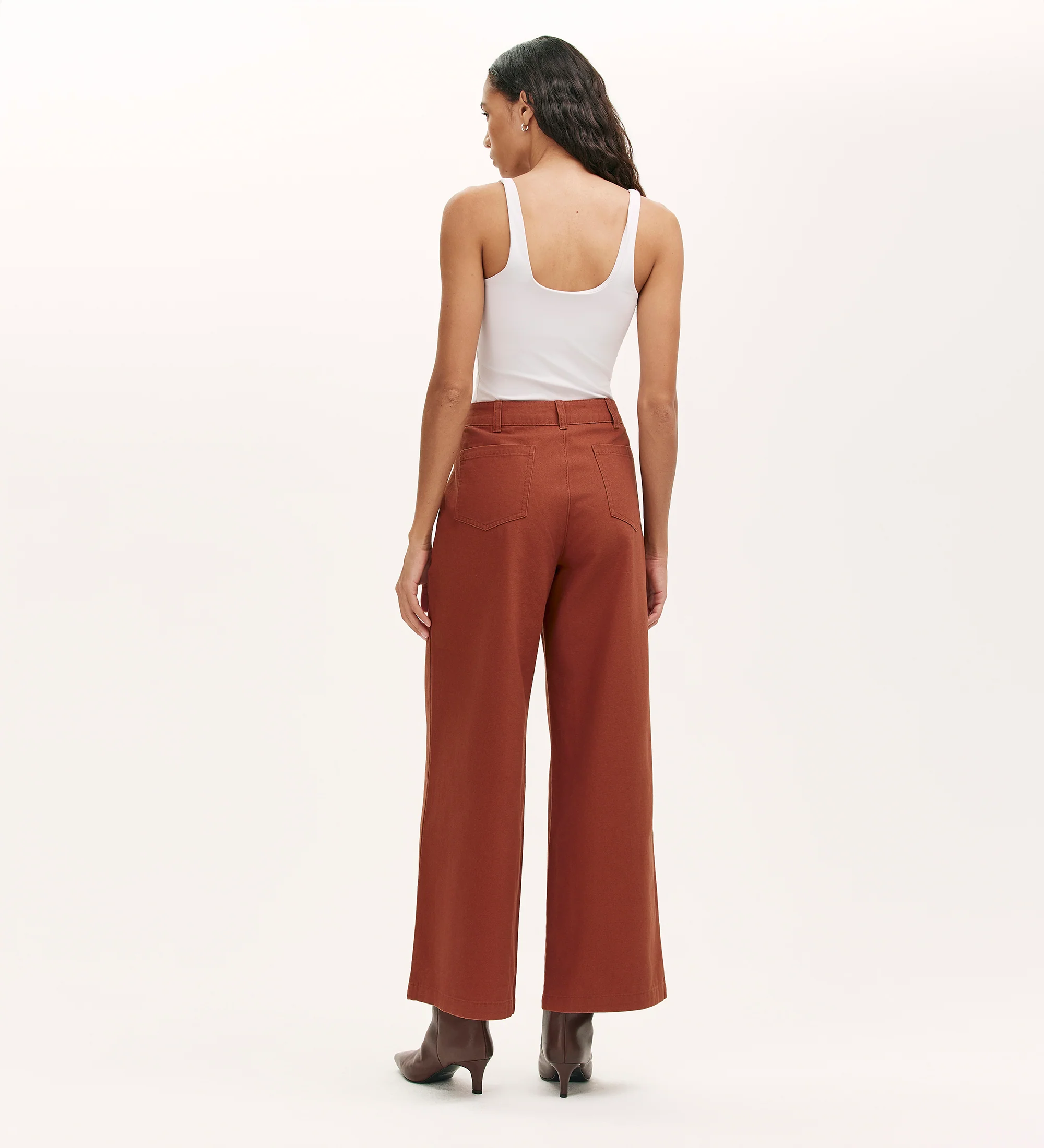 Olive Terracotta Canvas Wide Leg Trousers - Image 4