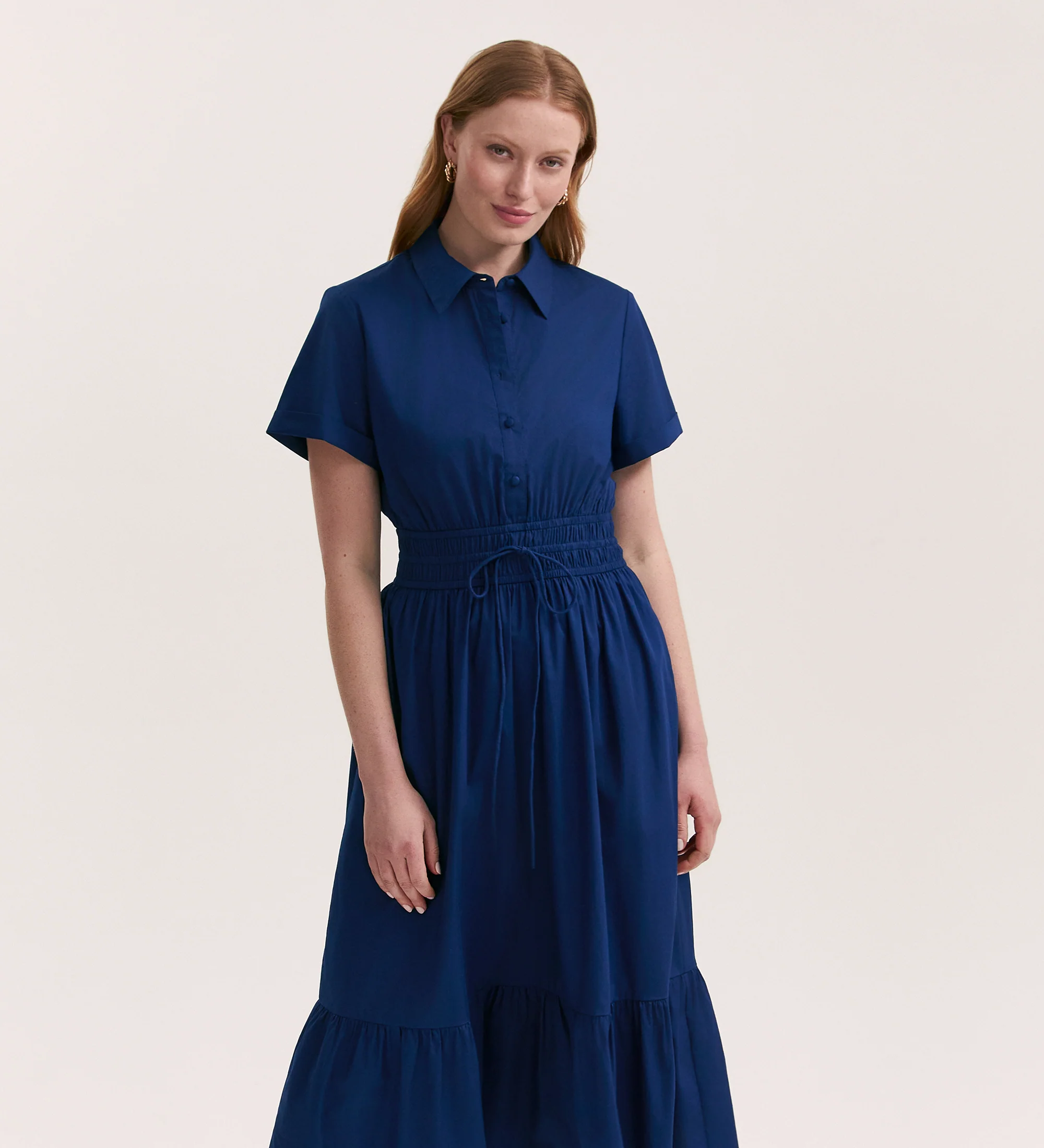 Penny Indigo Cotton Midi Shirt Dress - Image 3