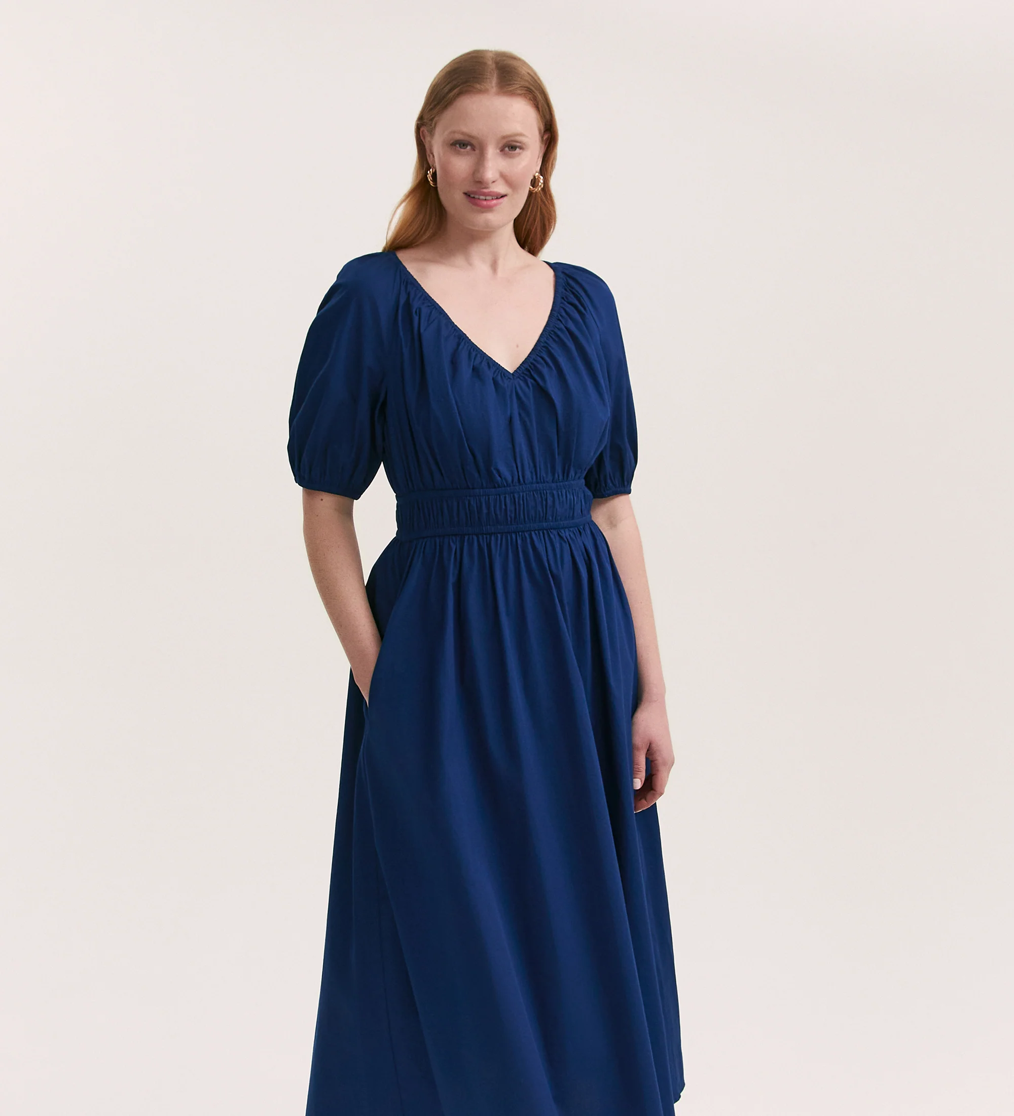 Piper Indigo Cotton Midi Smock Dress - Image 3