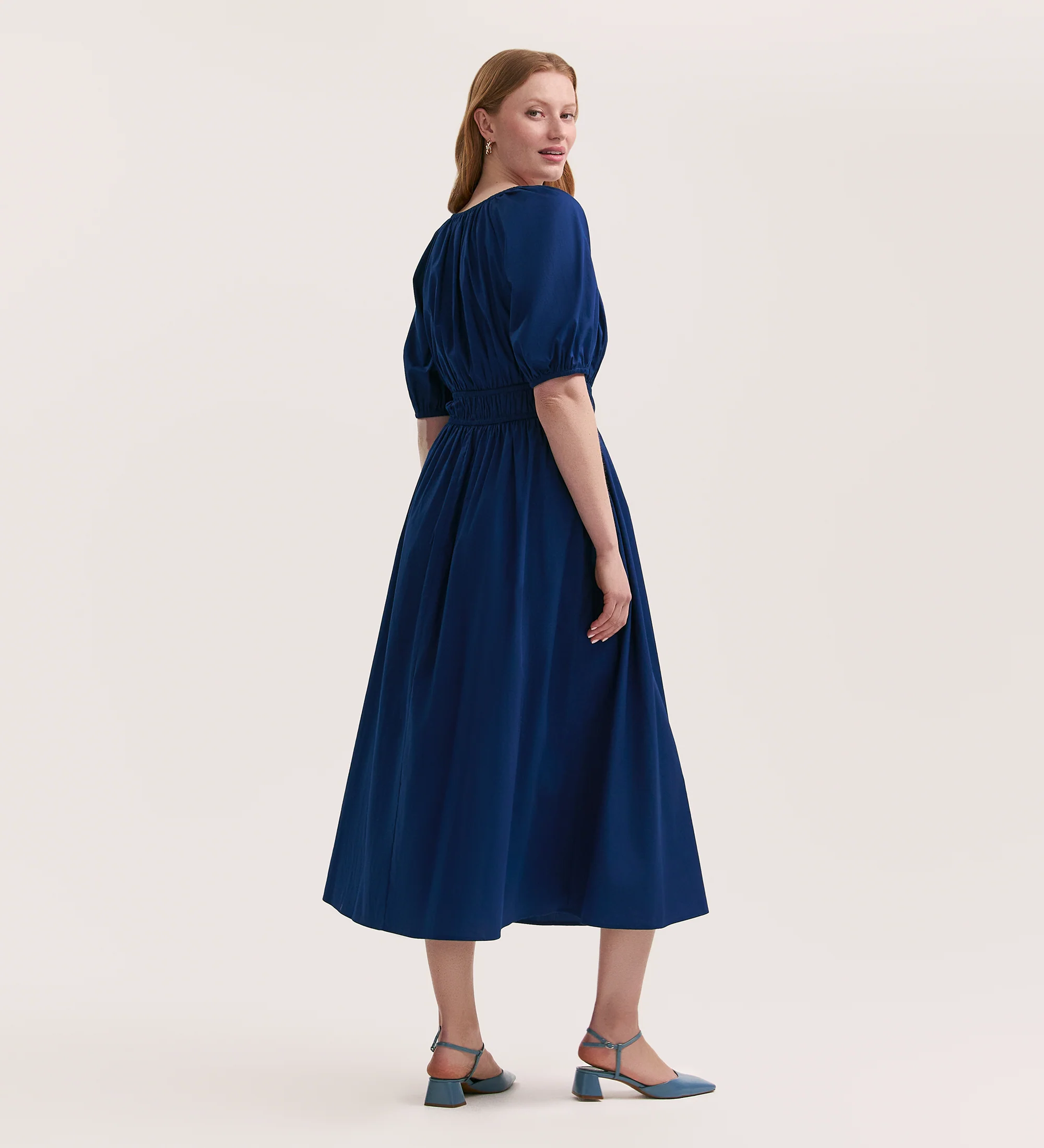 Piper Indigo Cotton Midi Smock Dress - Image 4