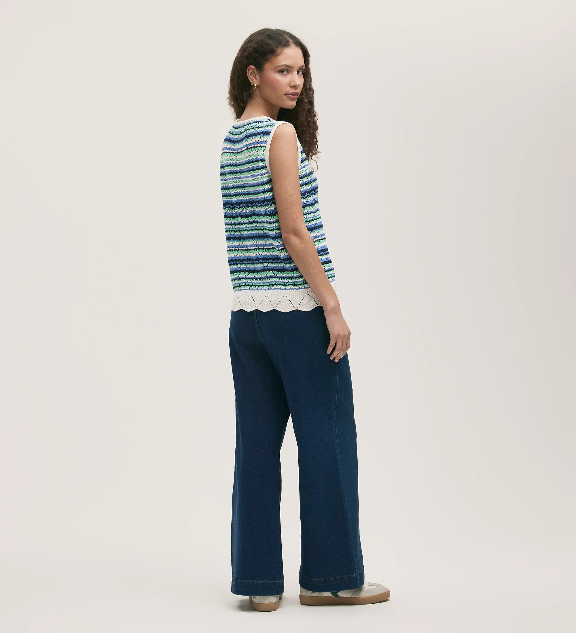 Porsha Blue Stripe Crochet Vest - Image 4