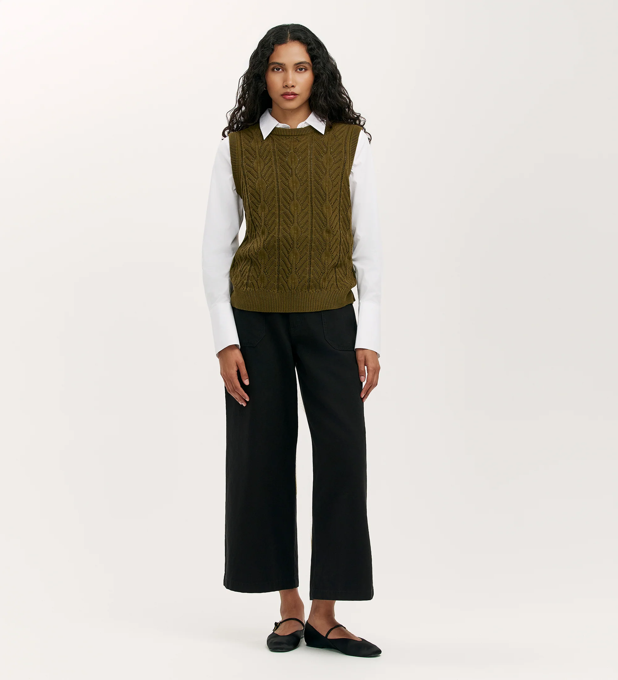 Prim Khaki Knitted Vest - Image 2