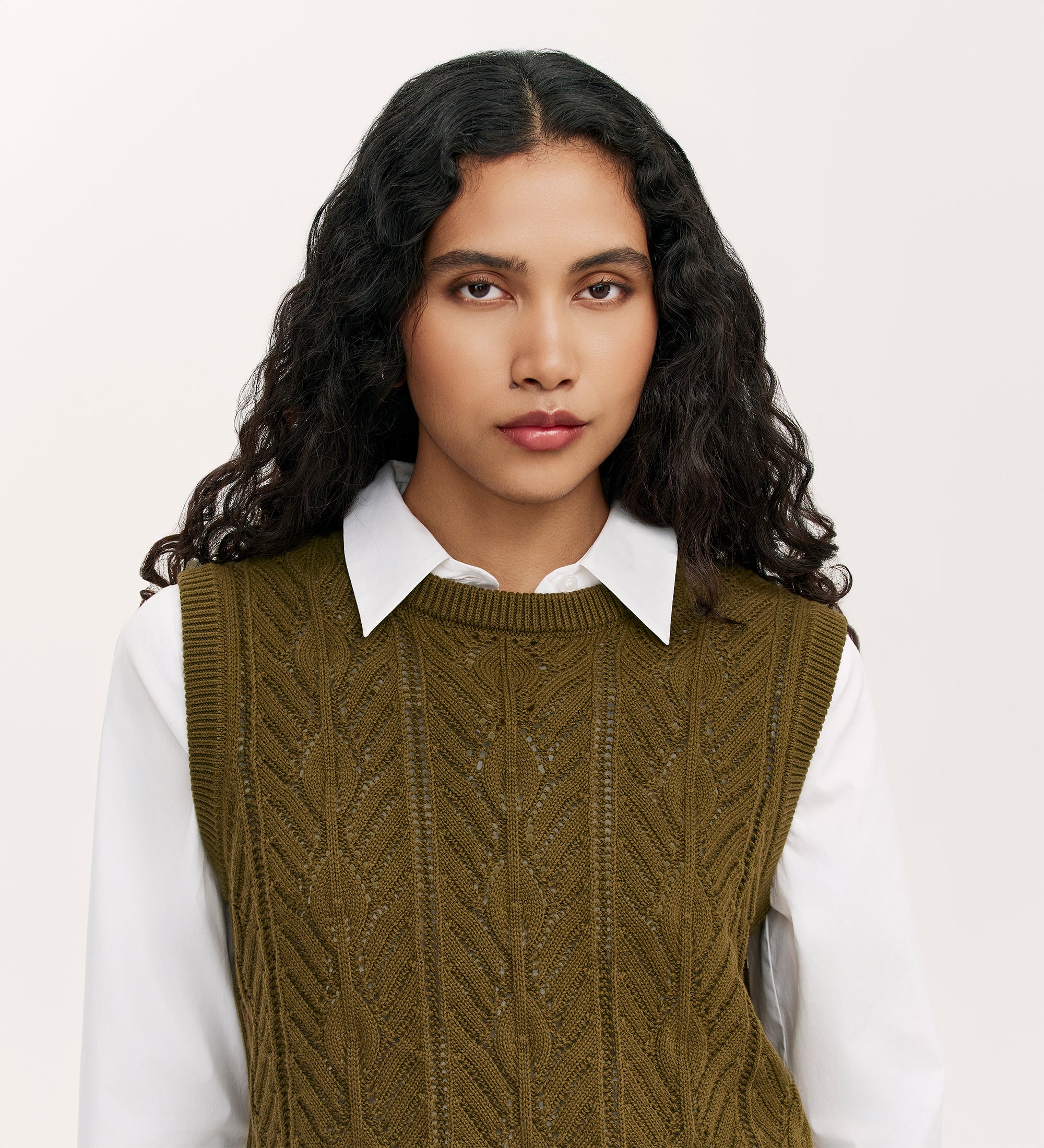 Prim Khaki Knitted Vest - Image 3