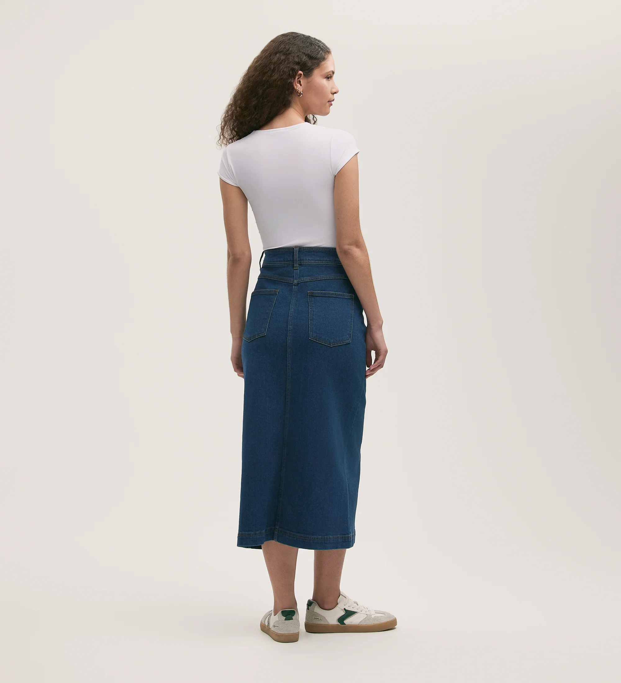 Rachel Mid Wash Denim Midi Skirt - Image 4