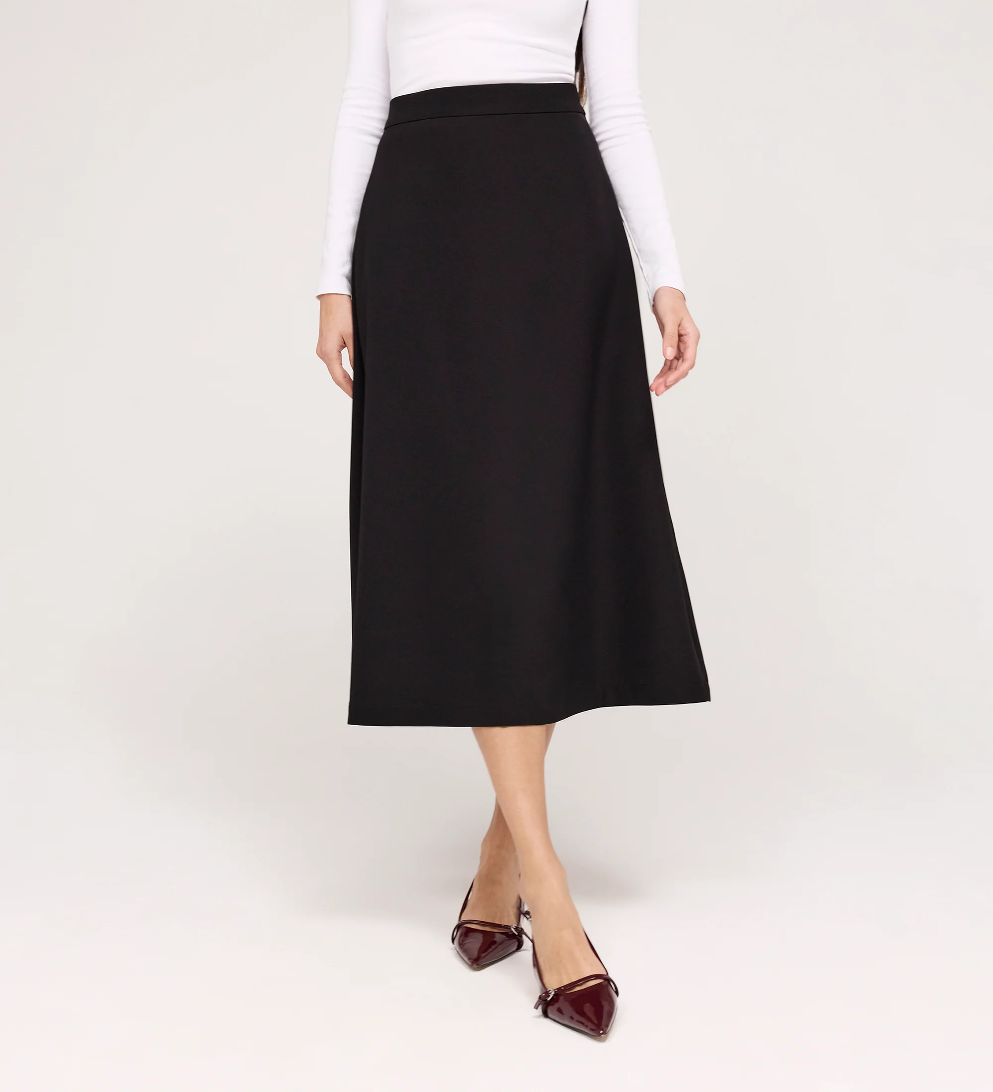 Ramona Black Gaberdine Twill Midi Skirt - Image 2