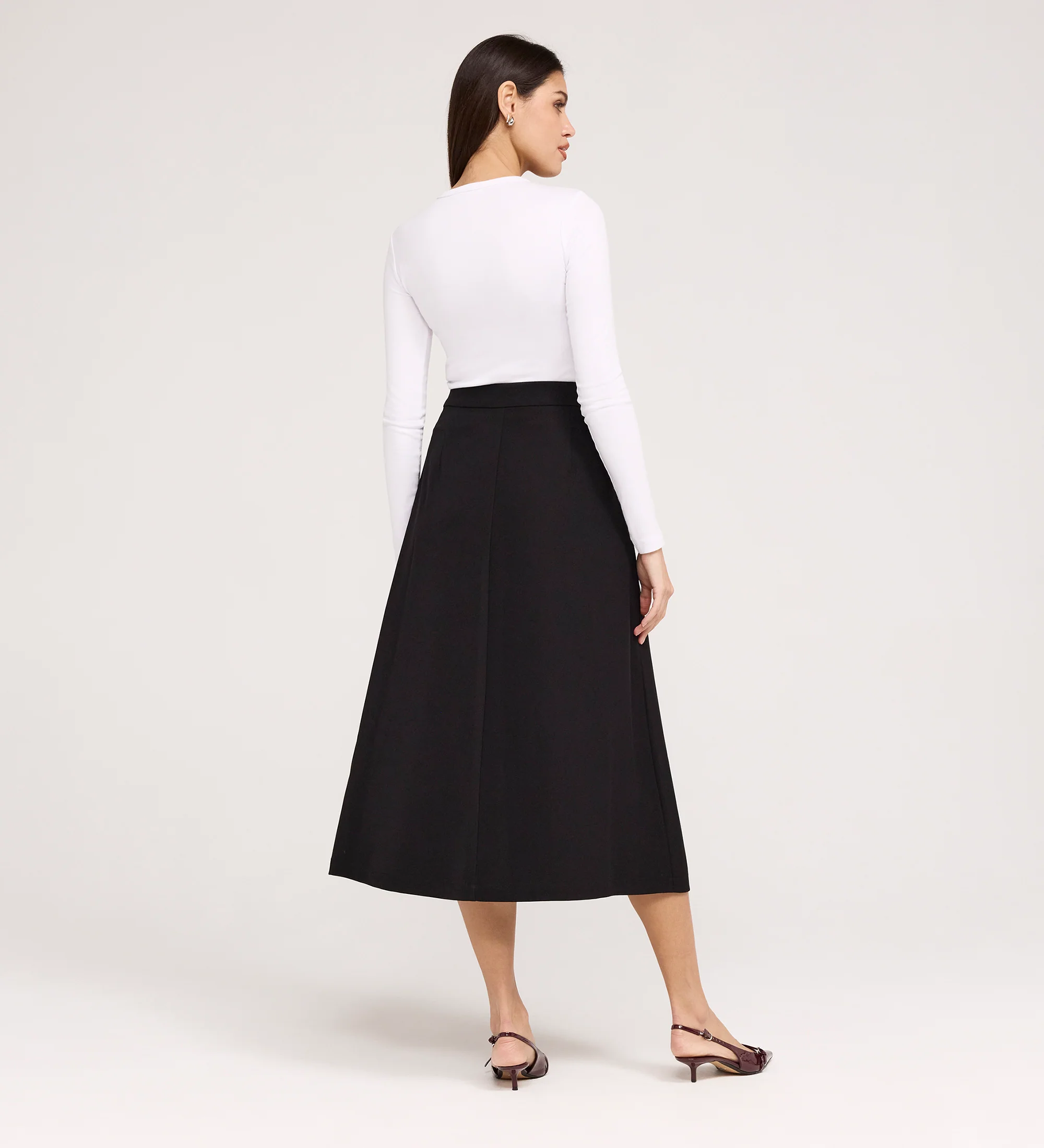 Ramona Black Rich Crepe Midi Skirt - Image 5