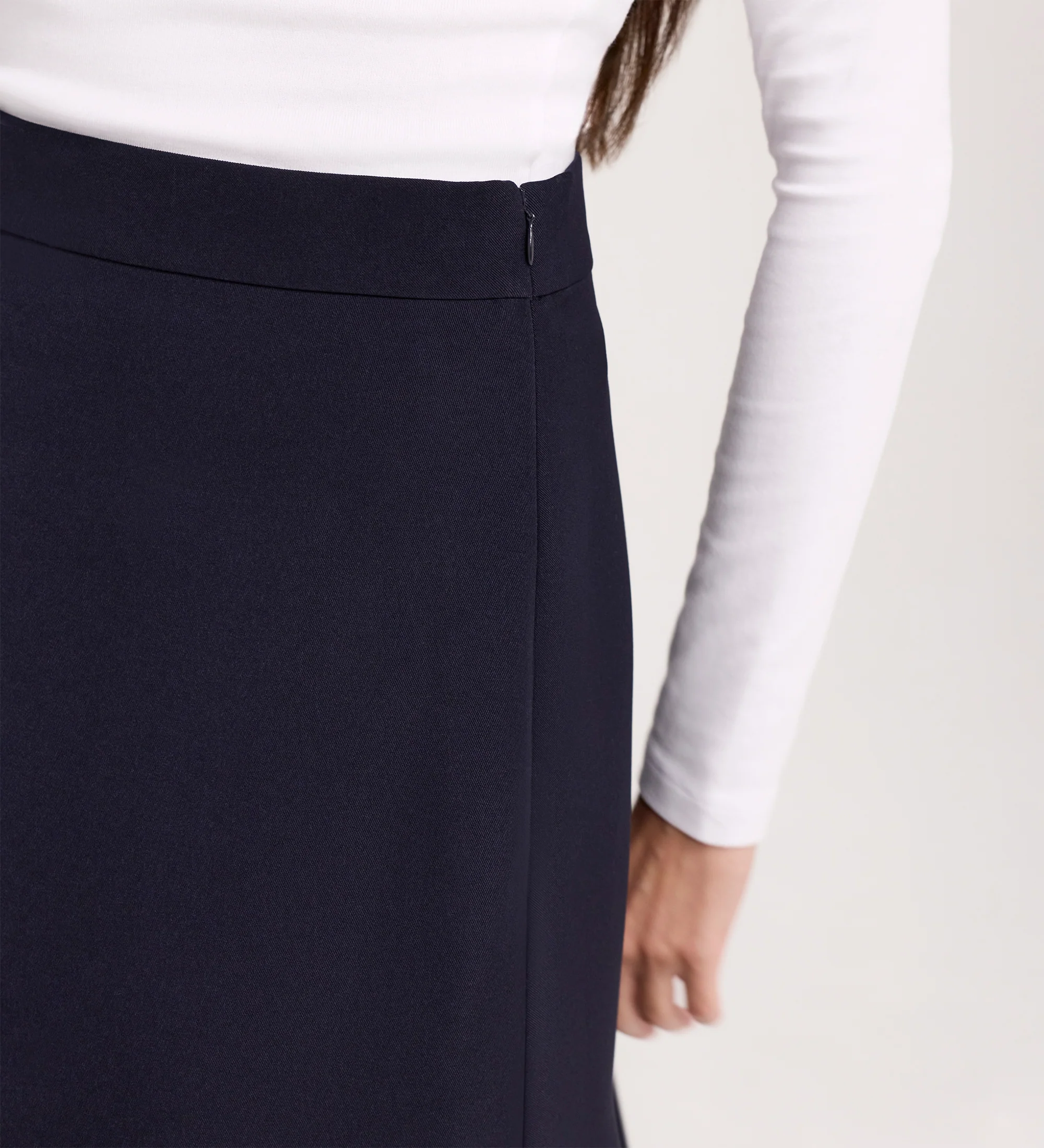 Ramona Navy Gaberdine Twill Midi Skirt - Image 3
