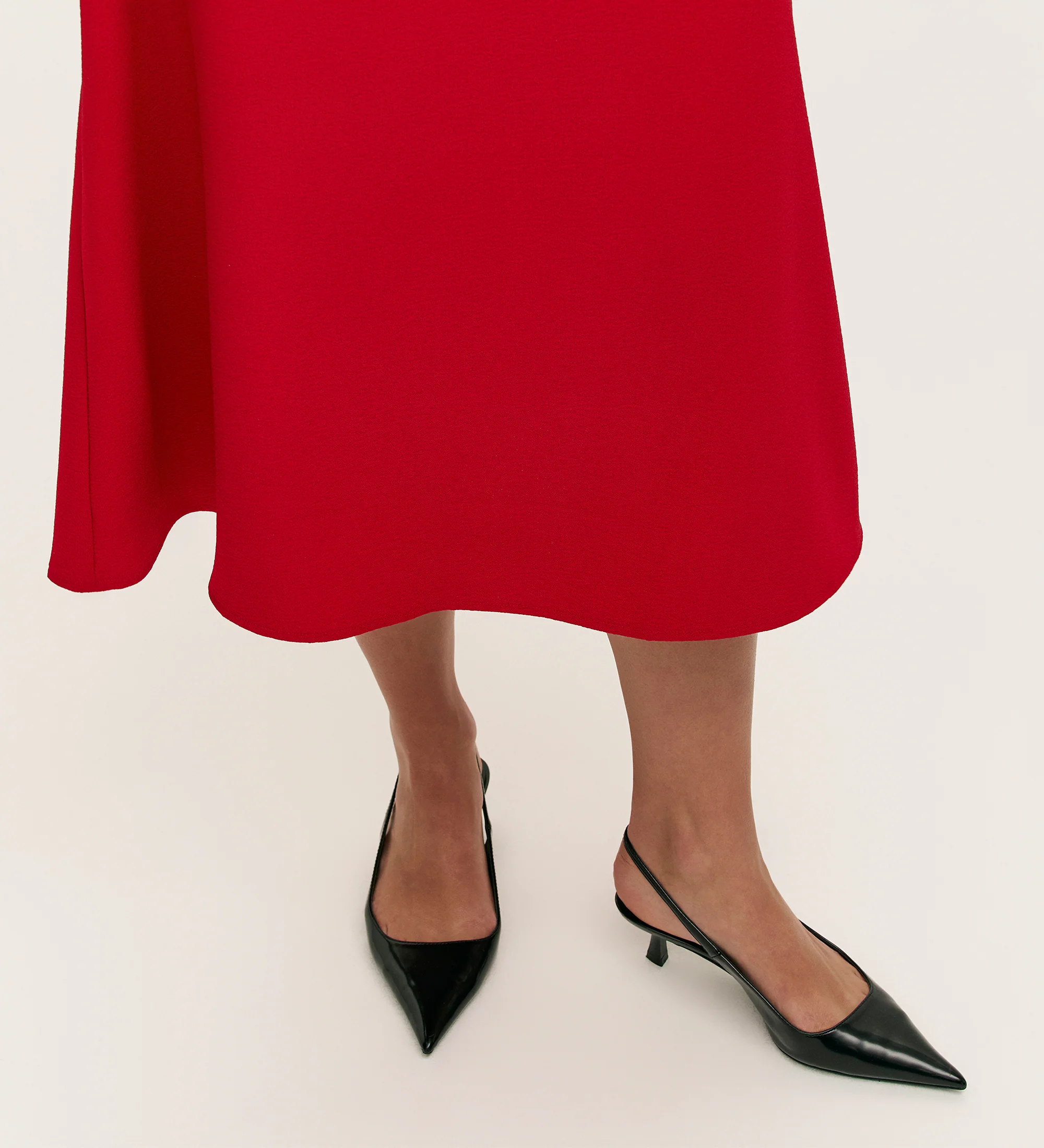 Ramona Red Rich Crepe Midi Skirt - Image 3