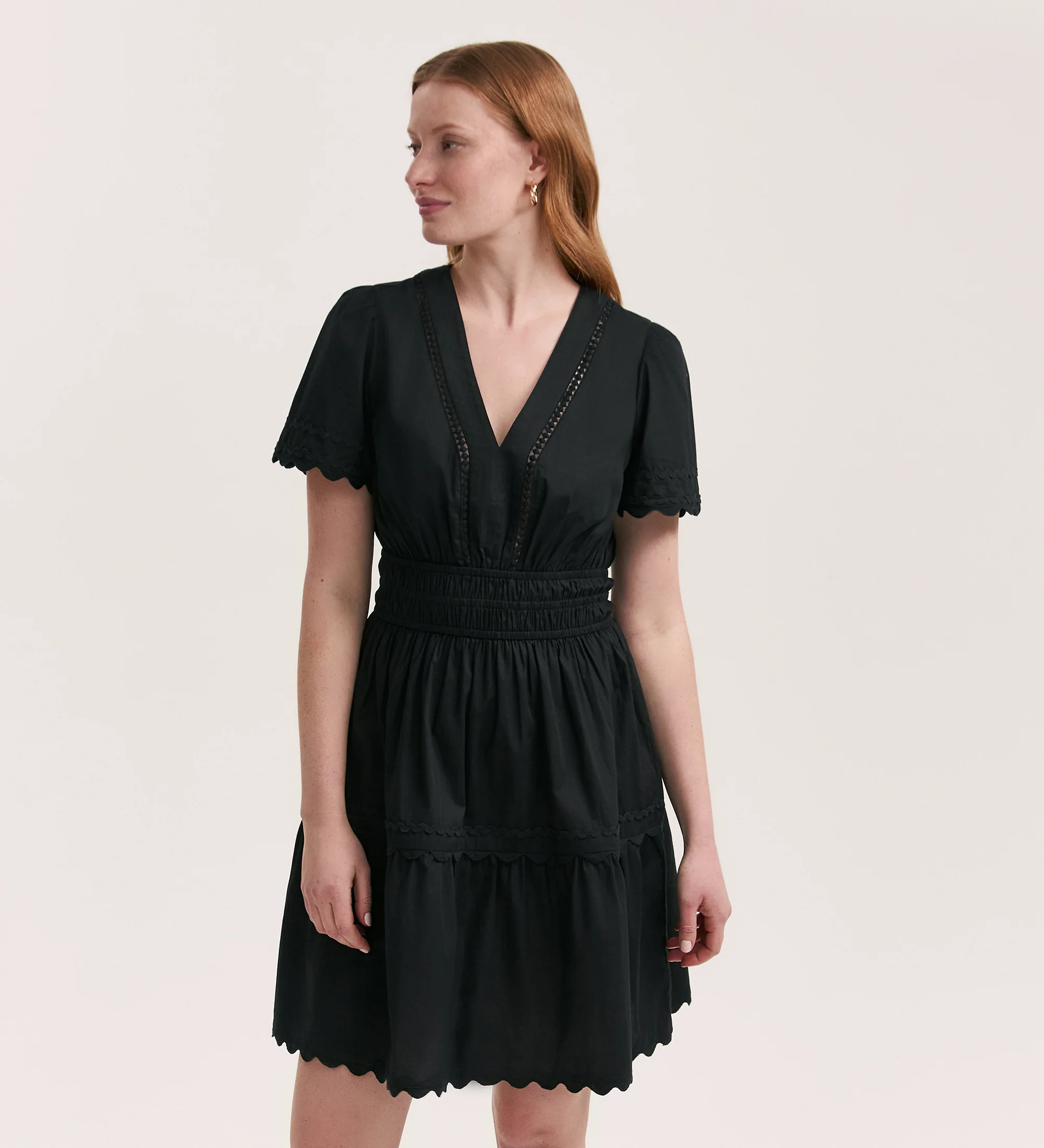 Reece Black Ric Rac Trim Cotton Short Dress - Image 3