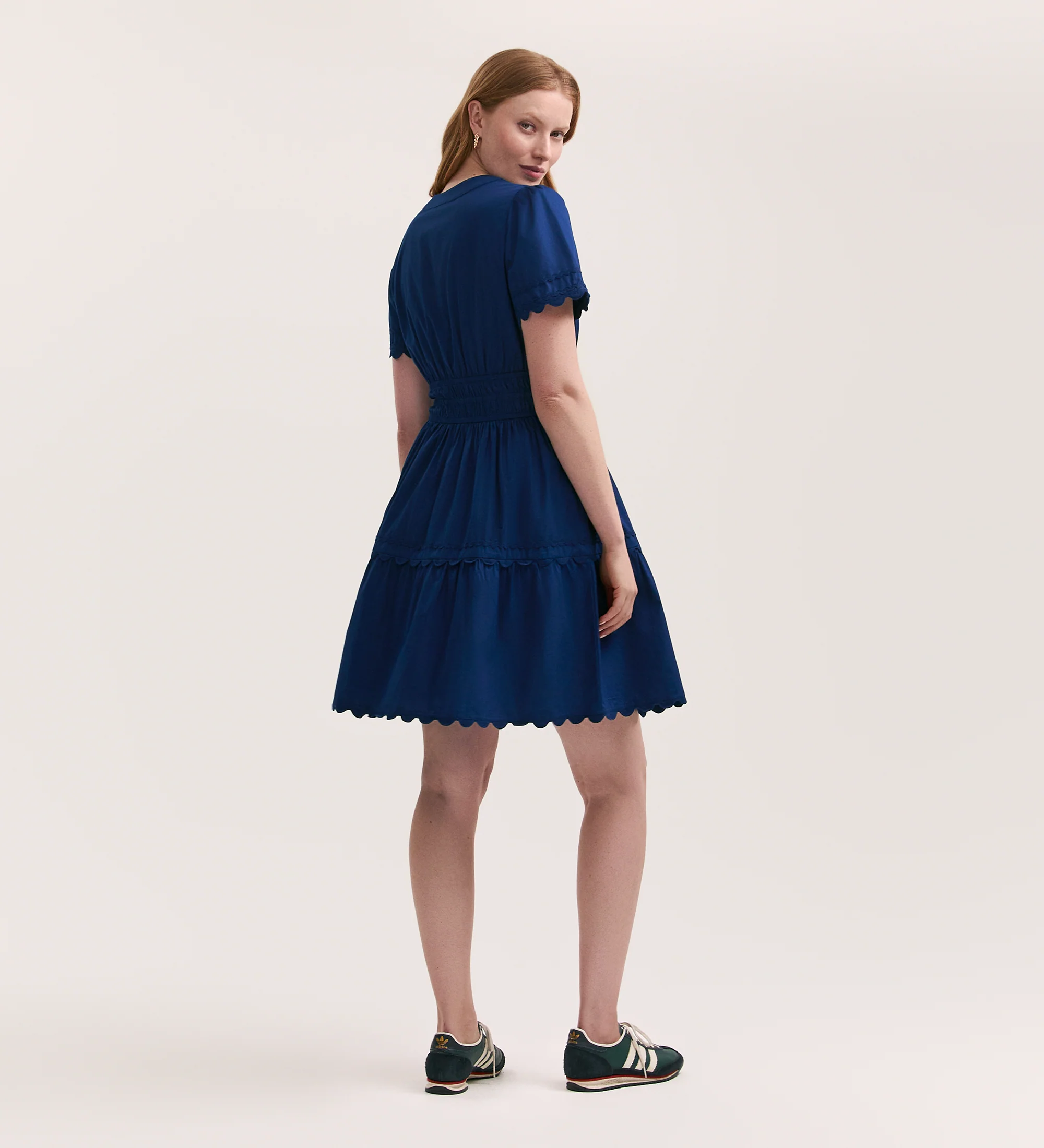Reece Indigo Ric Rac Trim Cotton Short Dress - Image 4