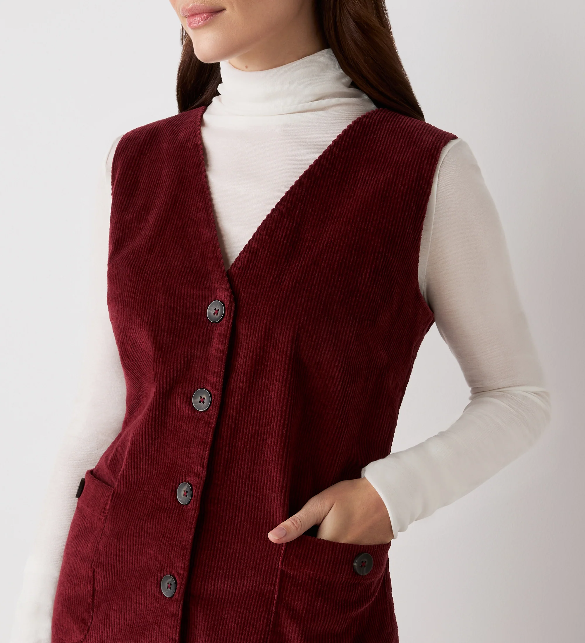Reneka Rust Corduroy Knee Length Dress - Image 3