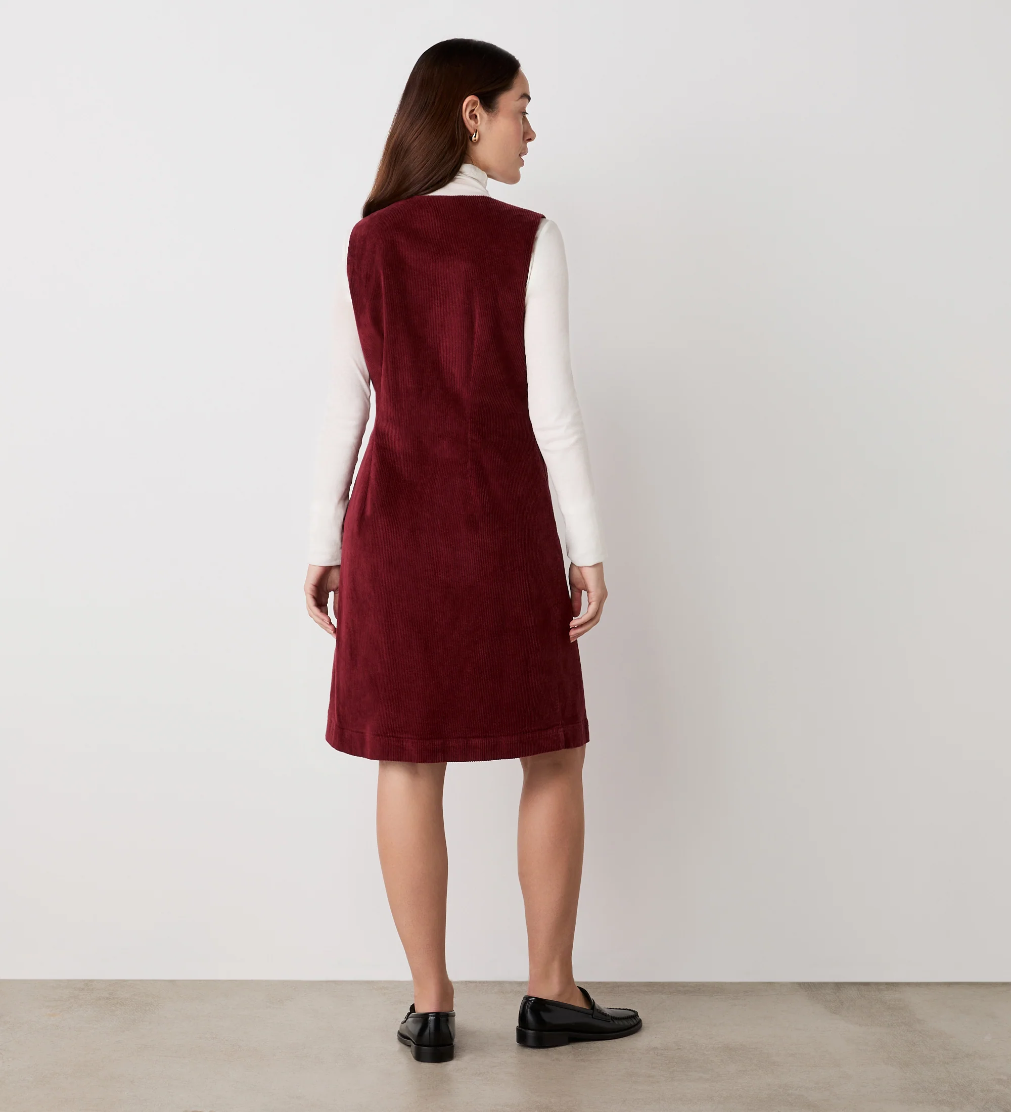 Reneka Rust Corduroy Knee Length Dress - Image 4