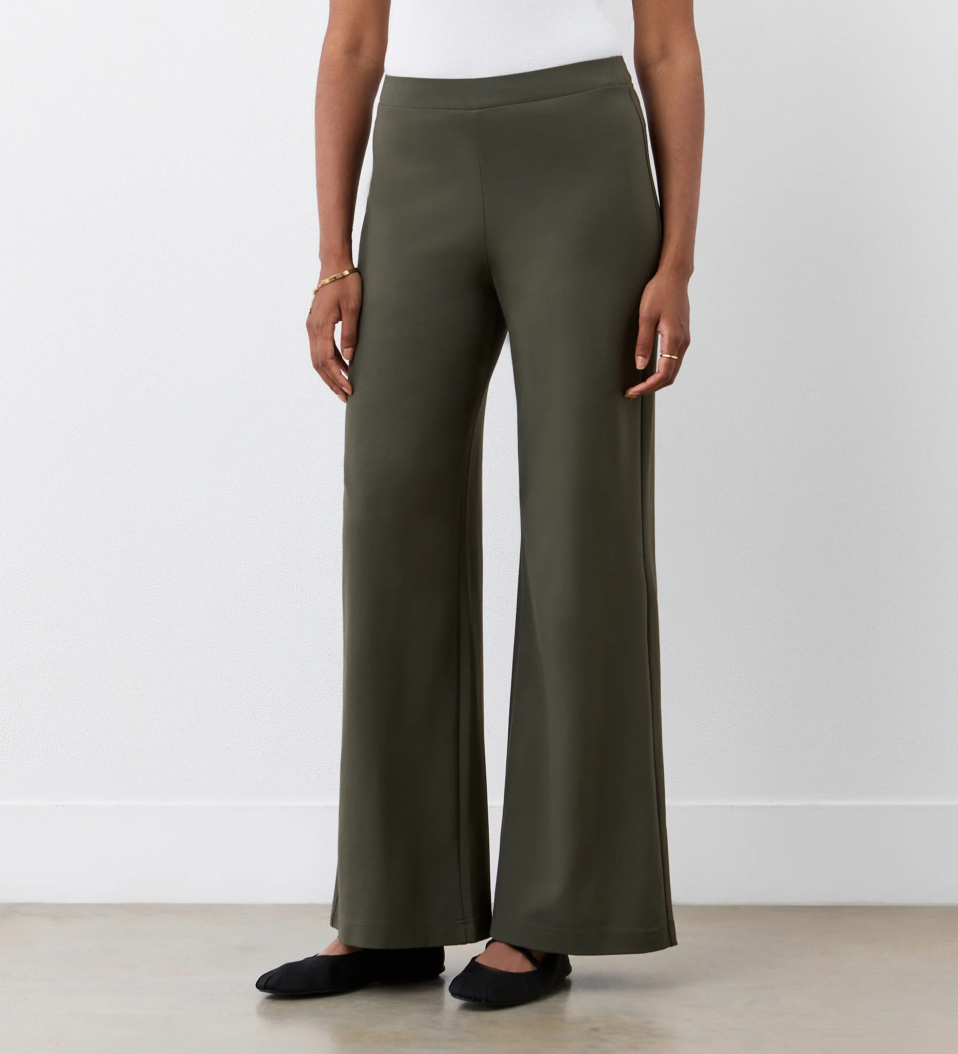 Reyna Khaki Ponte Jersey Wide Leg Trousers - Image 2
