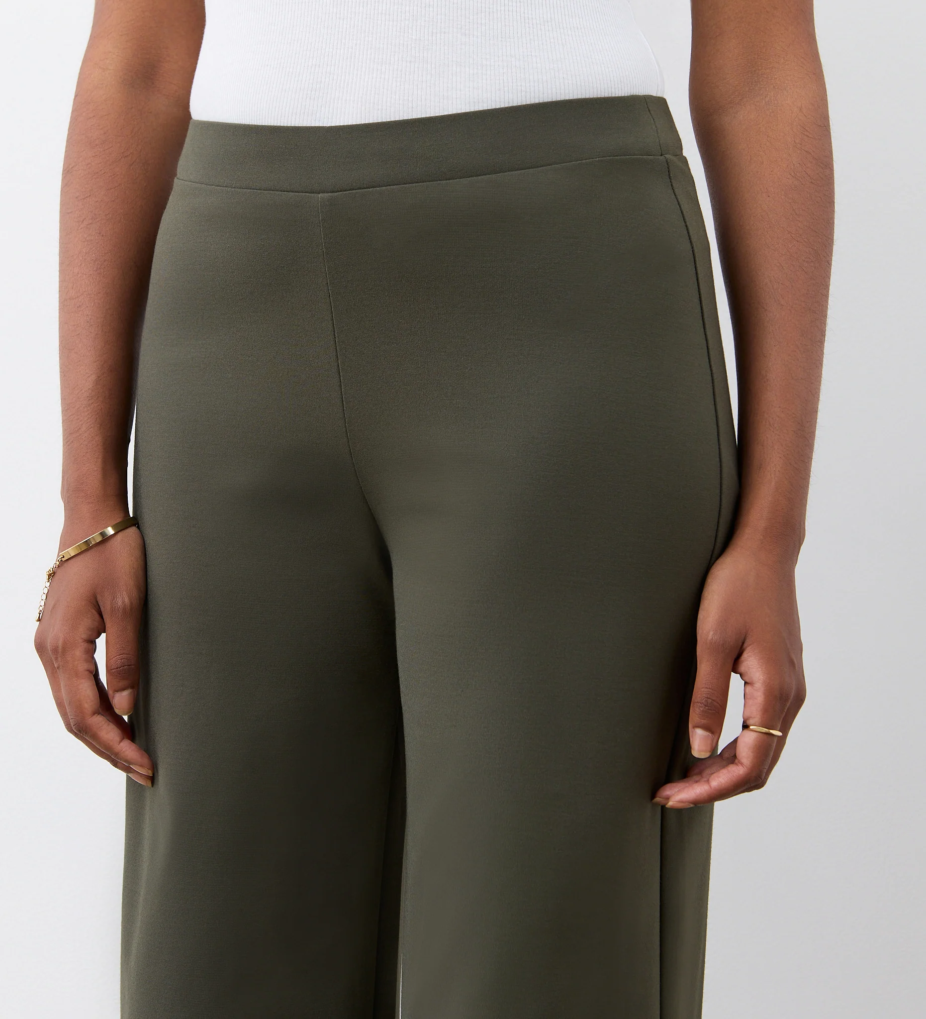 Reyna Khaki Ponte Jersey Wide Leg Trousers - Image 3