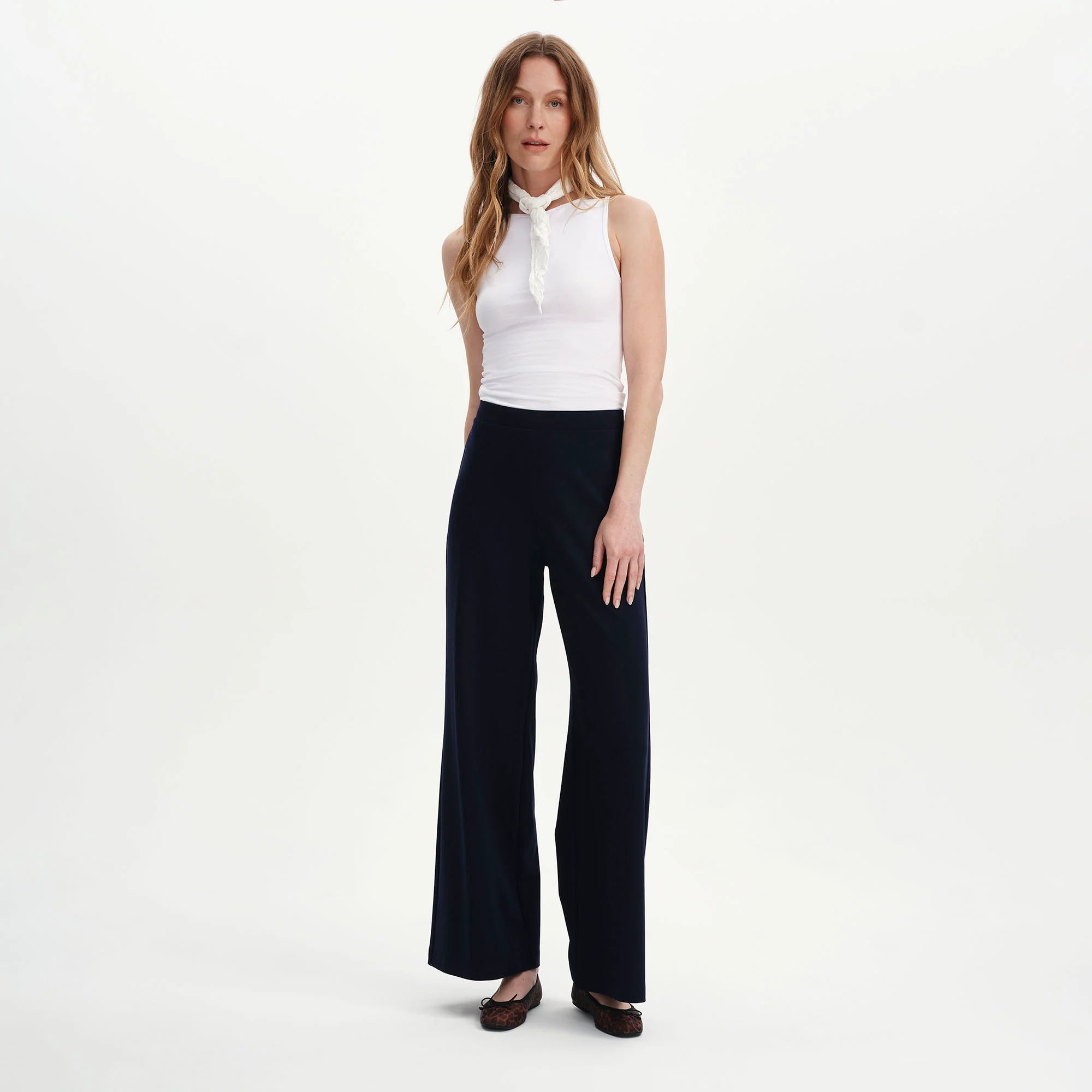 Reyna Navy Ponte Jersey Wide Leg Trousers - Image 4