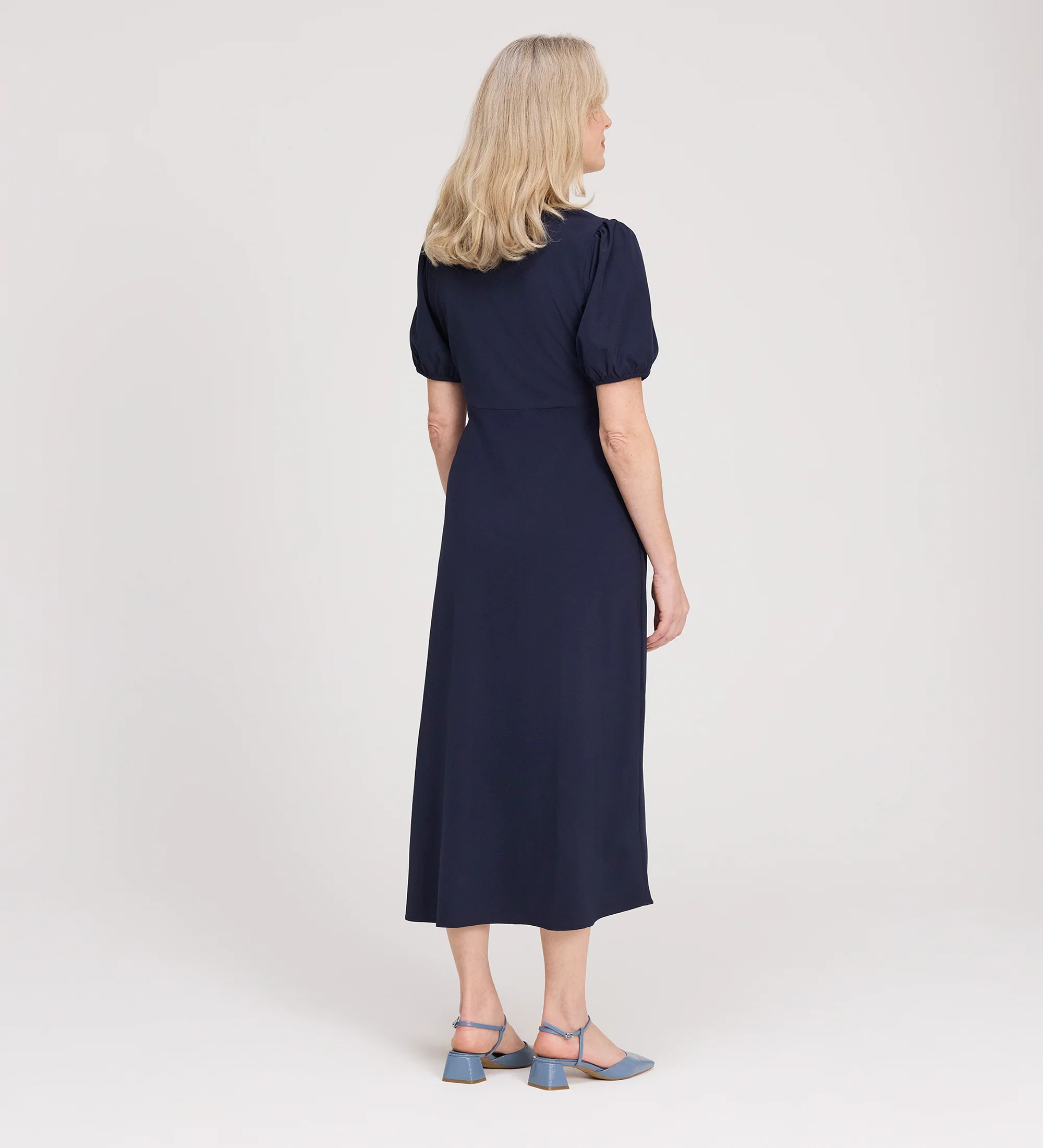 Robyn Navy Button Through Midi Dress - Image 5