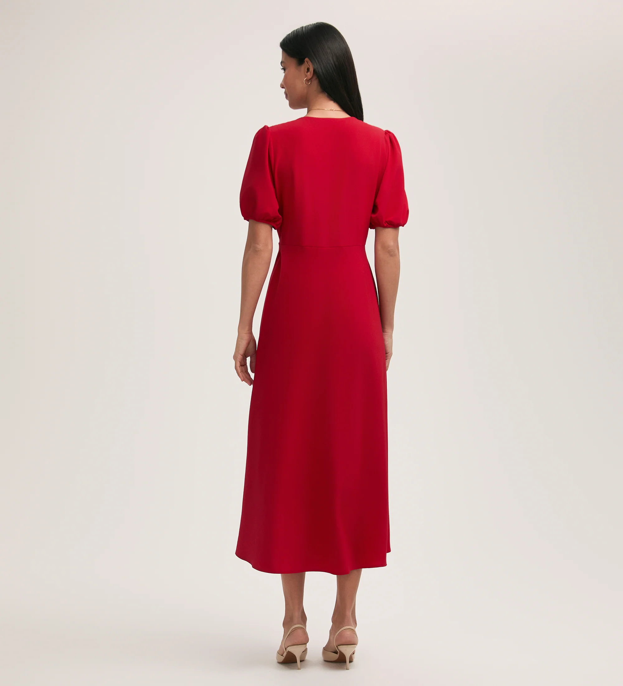 Robyn Red Crepe Midi Tea Dress - Image 4