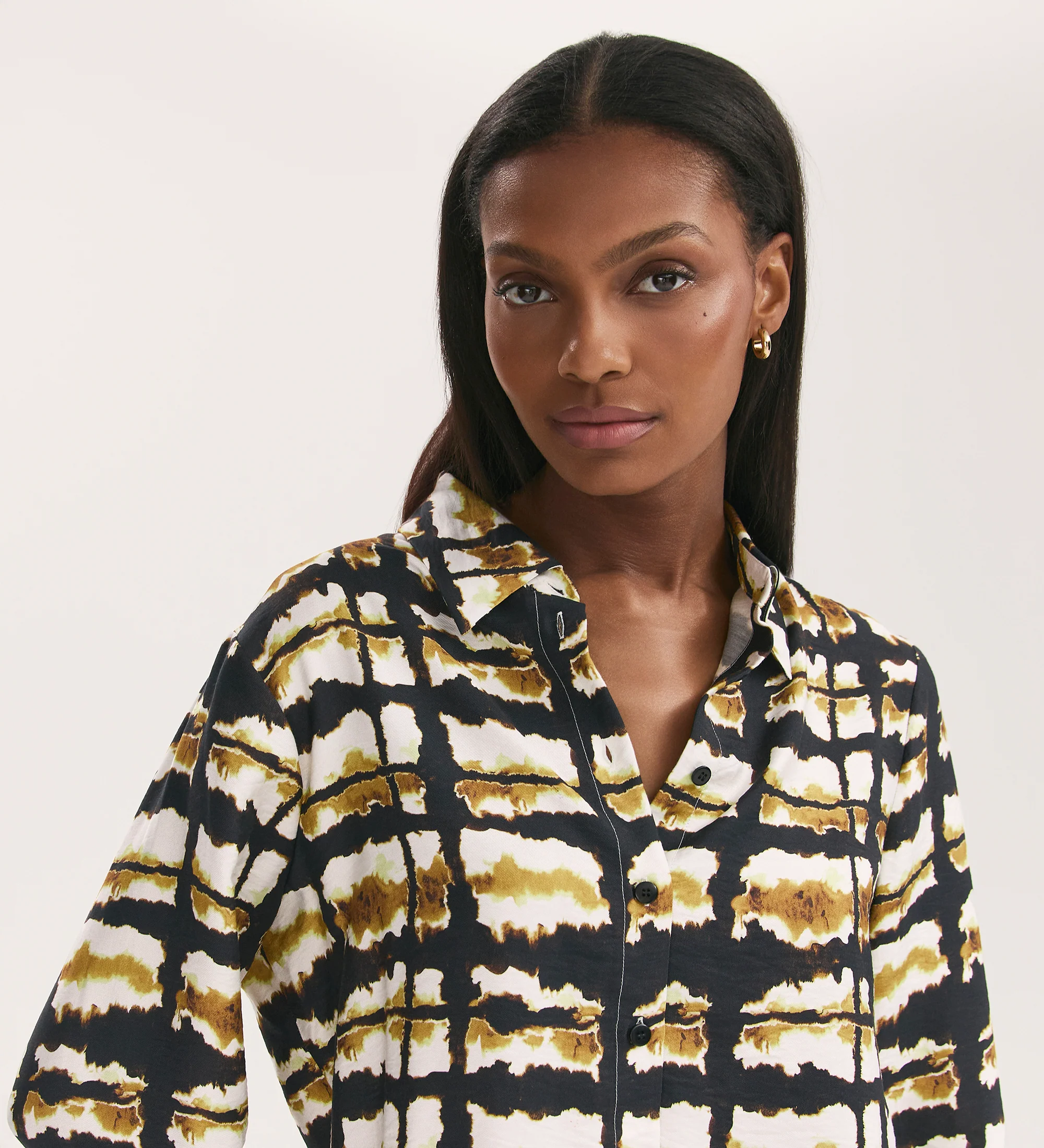 Roma Black Tie Dye Button Through Shirt - Image 2