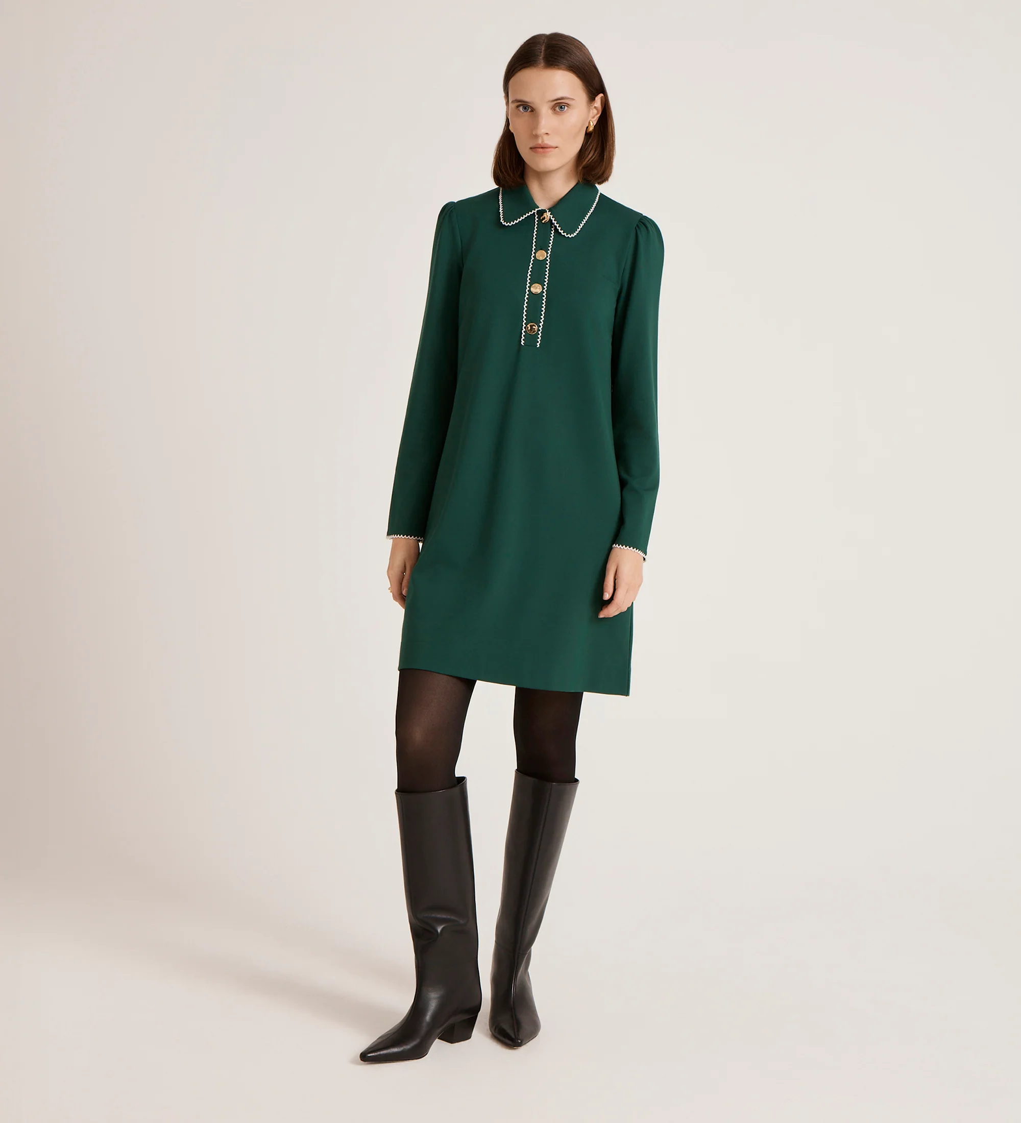 Ronnie Bottle Green Ponte Jersey Mini Dress - Image 4
