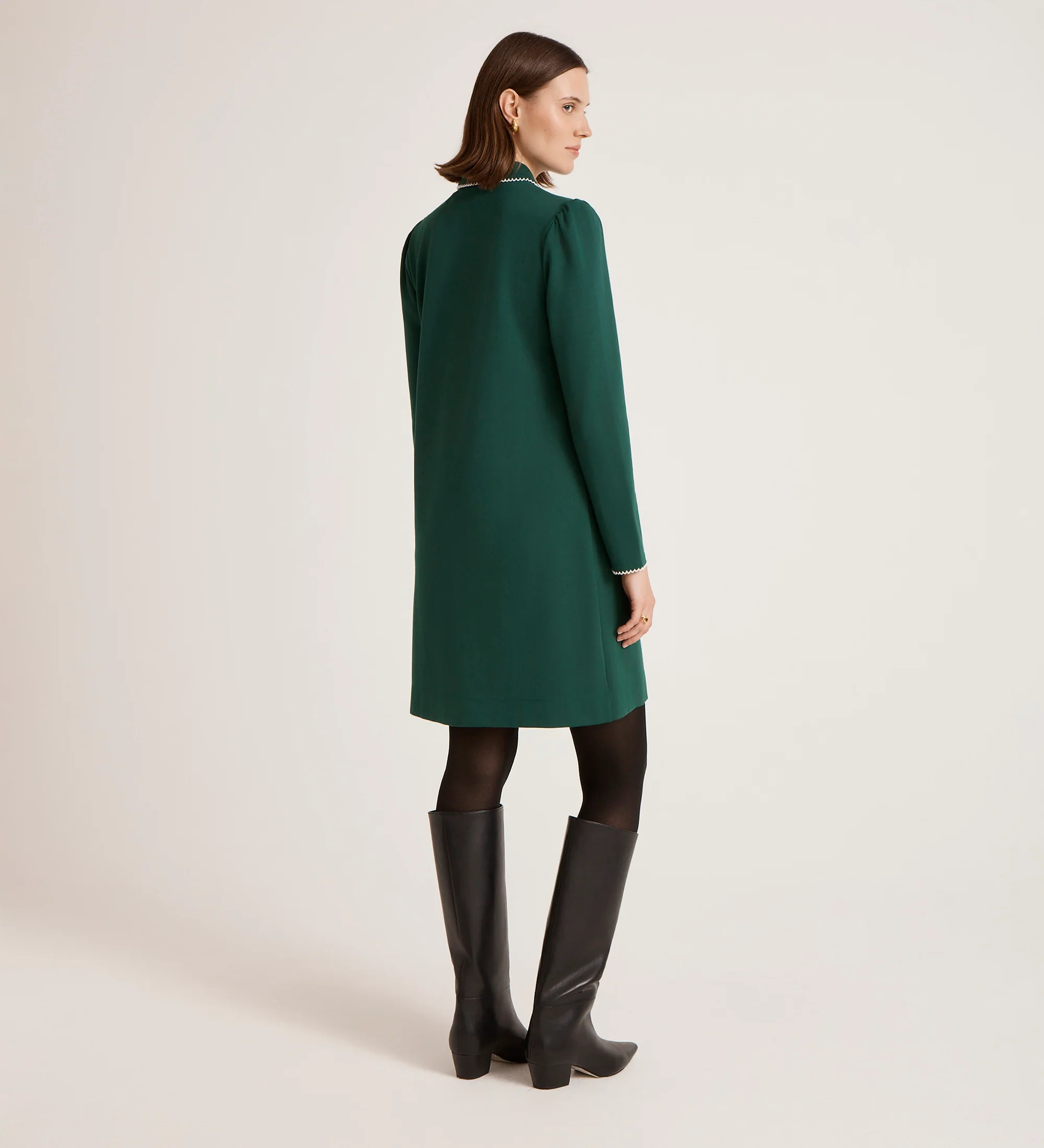 Ronnie Bottle Green Ponte Jersey Mini Dress - Image 5