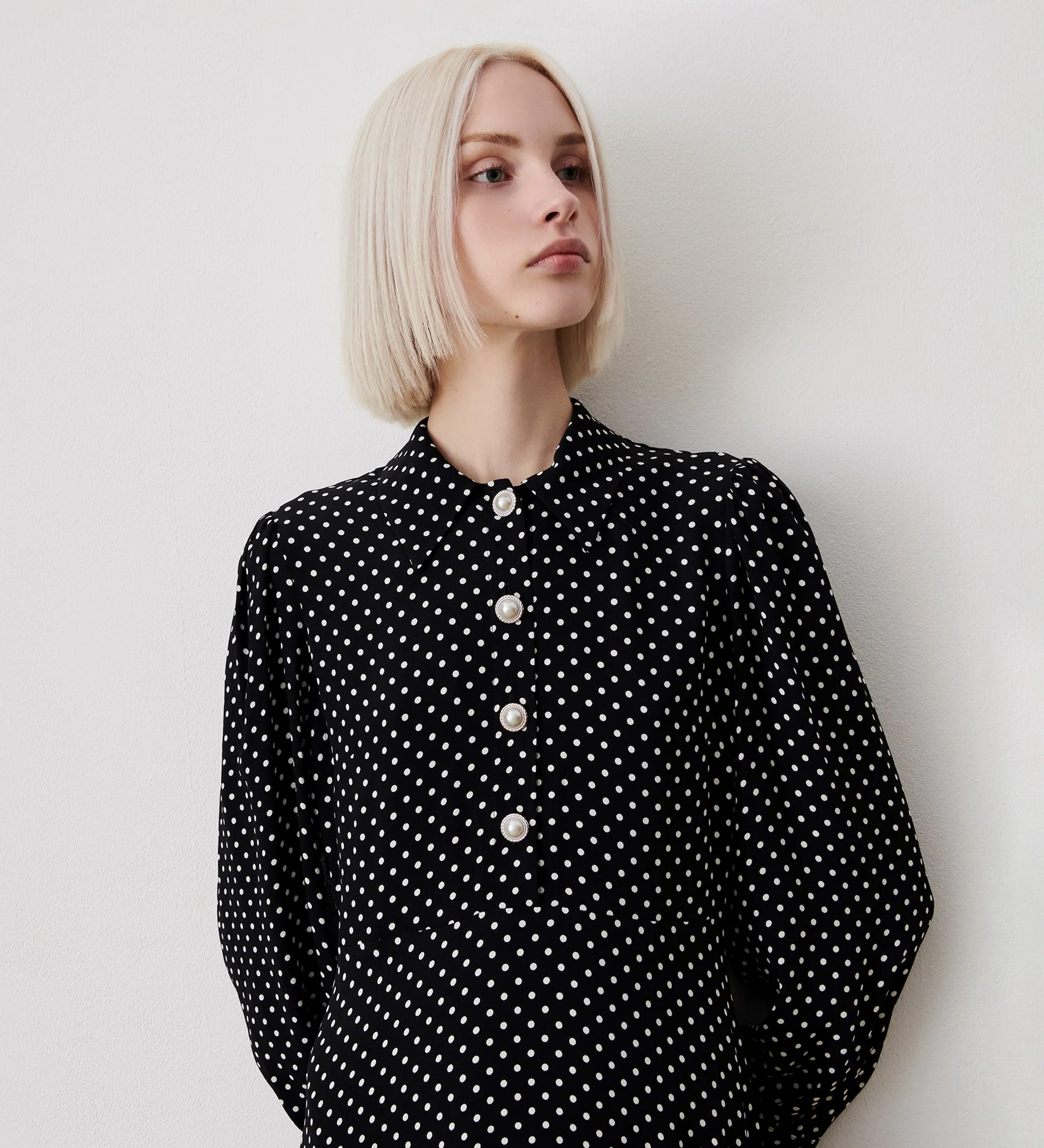Rosa Black Polka Dot Midi Shirt Dress - Image 3