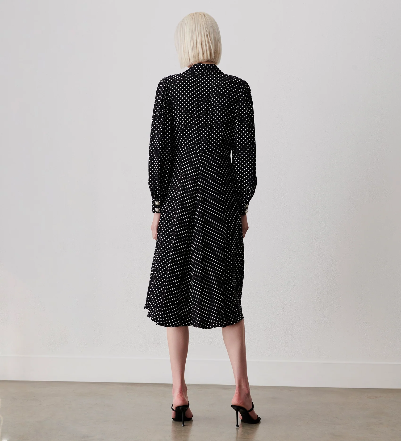 Rosa Black Polka Dot Midi Shirt Dress - Image 4