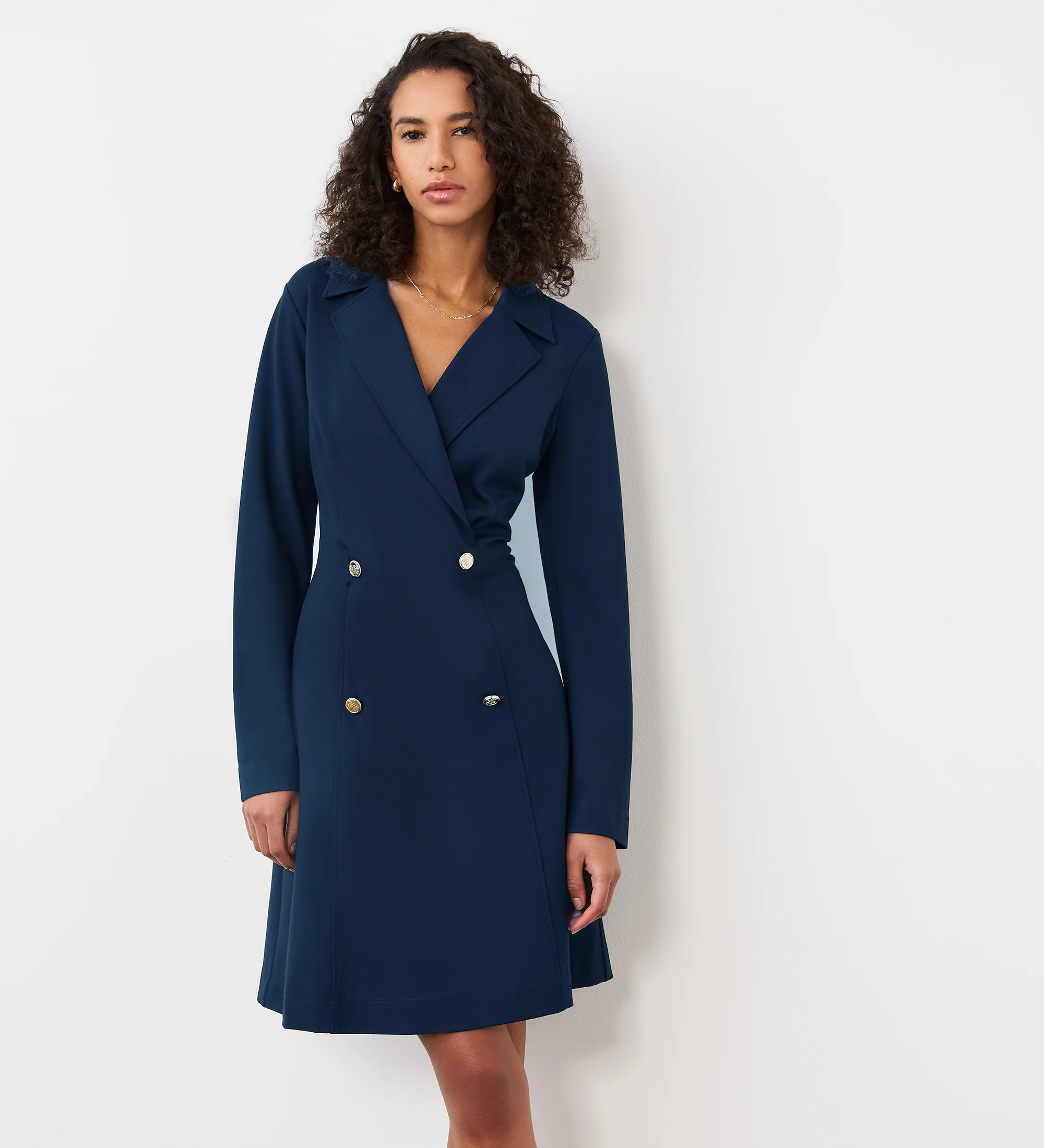 Rosita Navy Ponte Midi Dress - Image 3