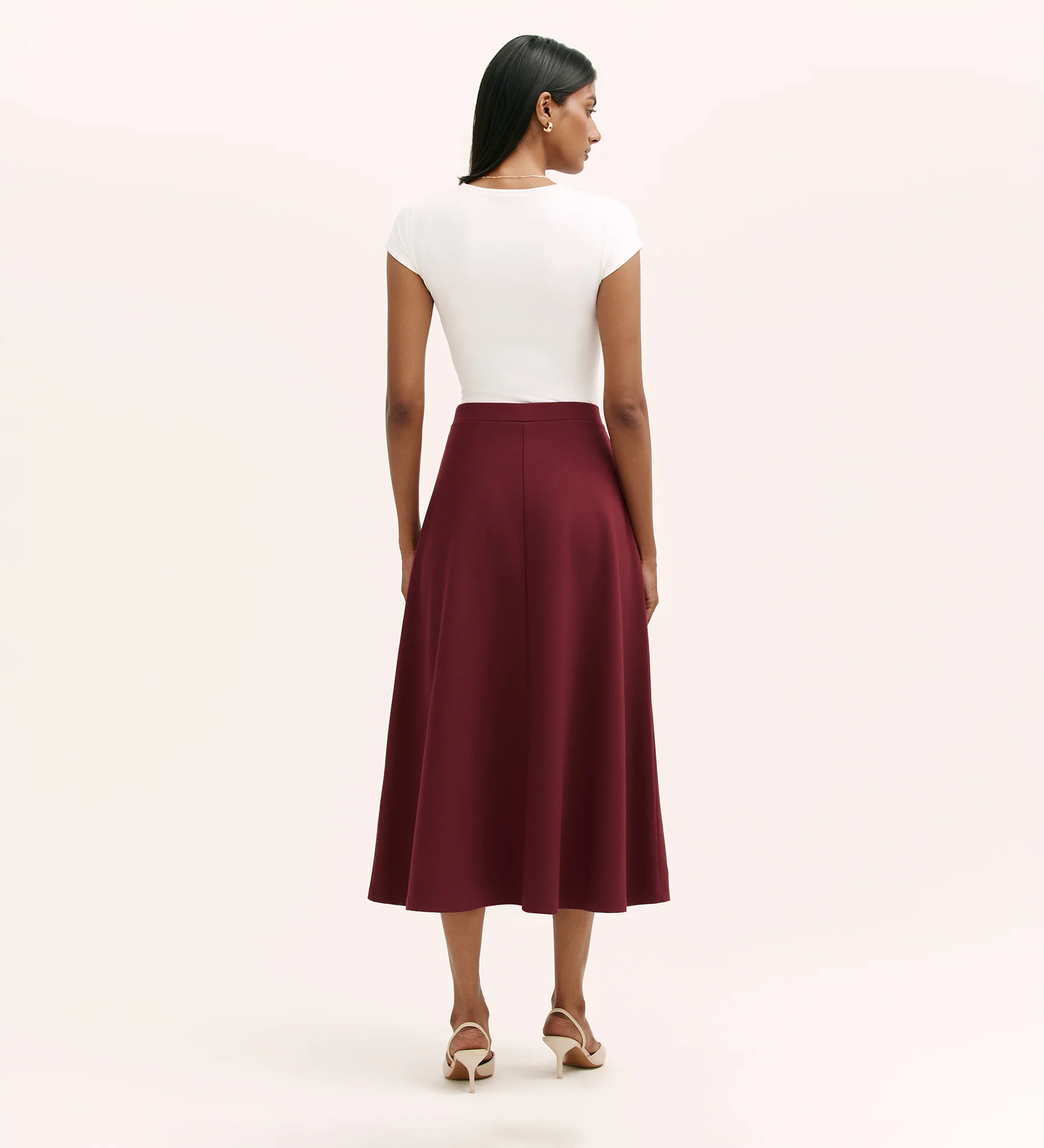 Ruth Burgundy Ponte Jersey Midi Skirt - Image 5