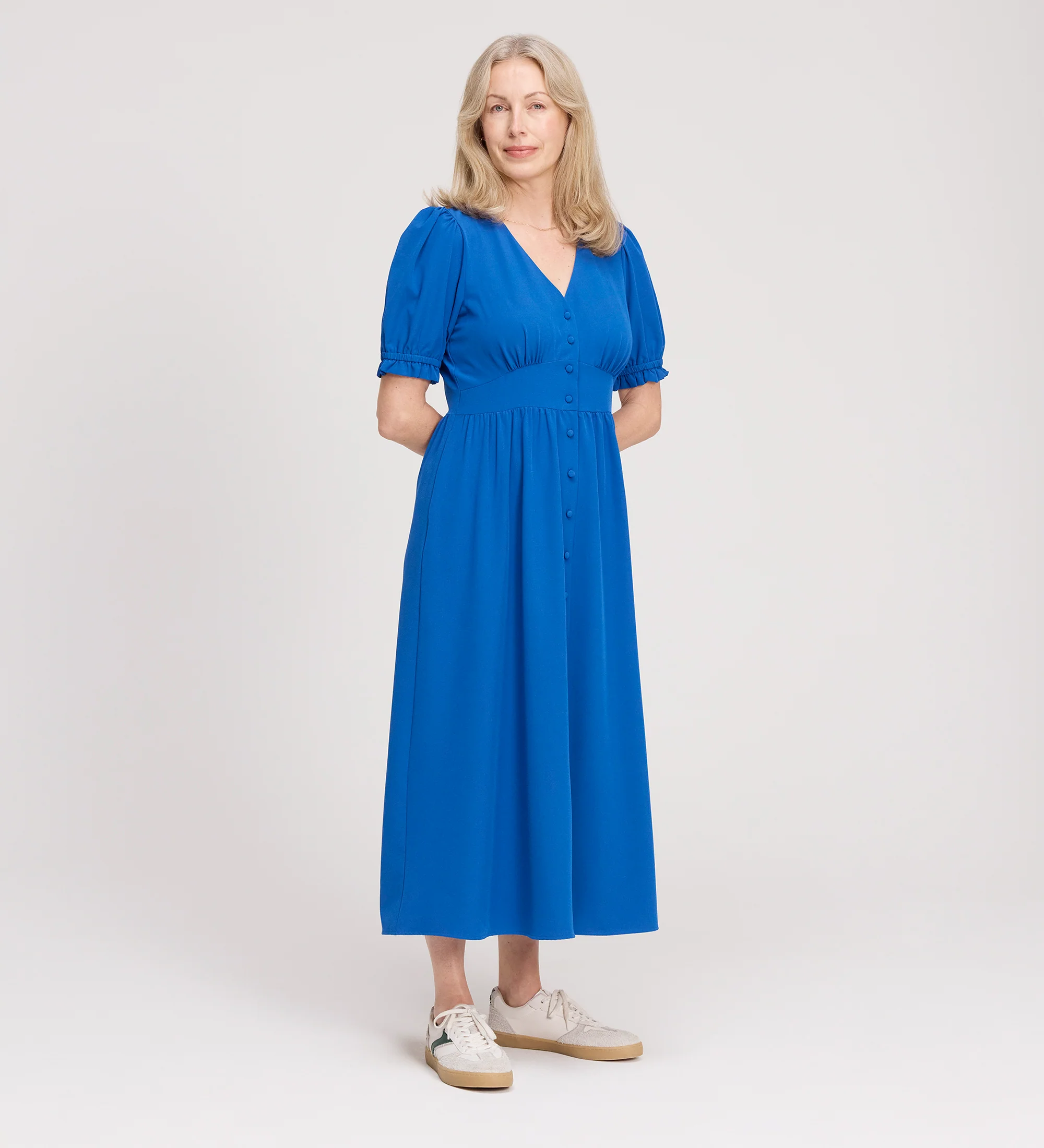 Samantha Cobalt Button Through Midi Dress - Image 4