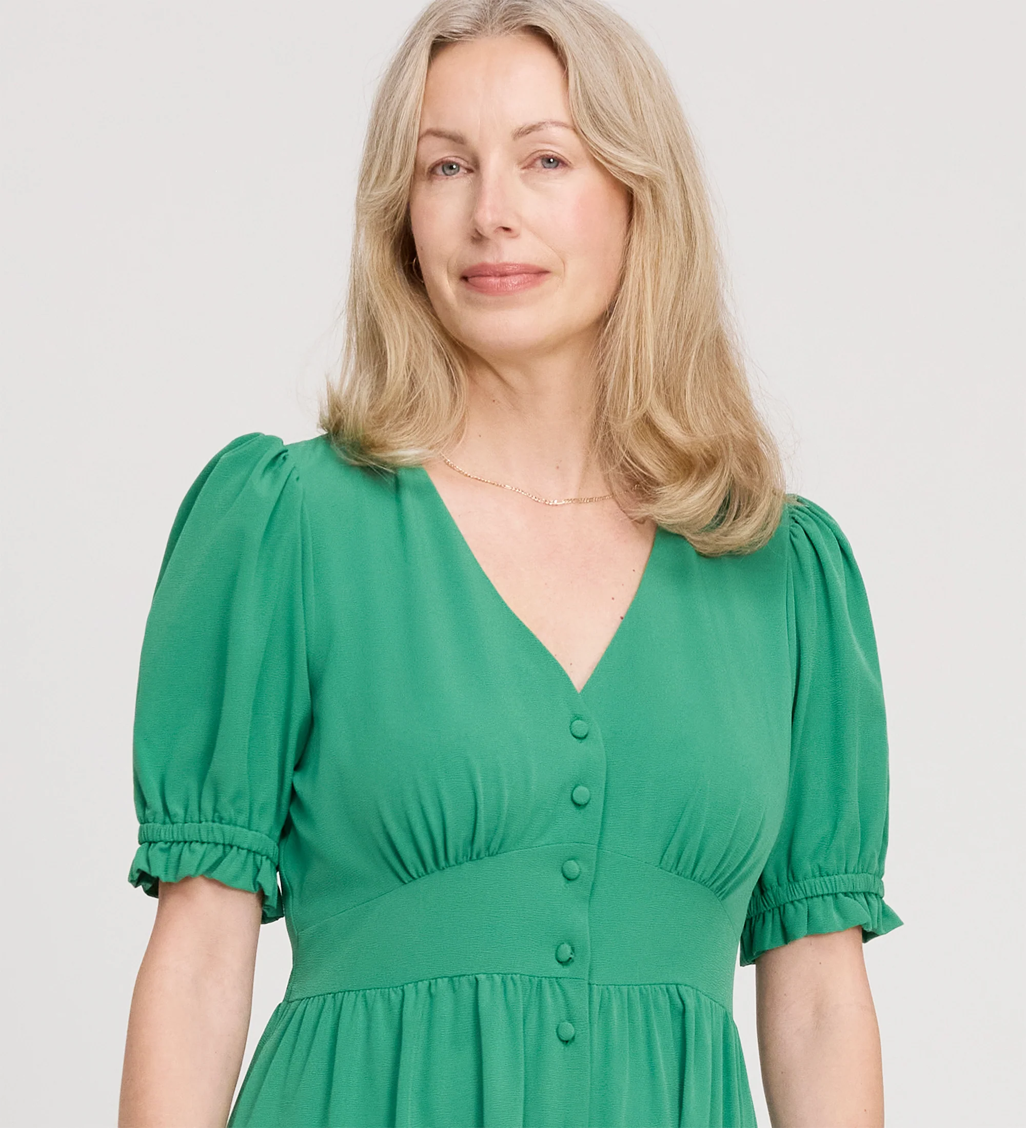 Samantha Green Button Through Midi Dress - Image 2