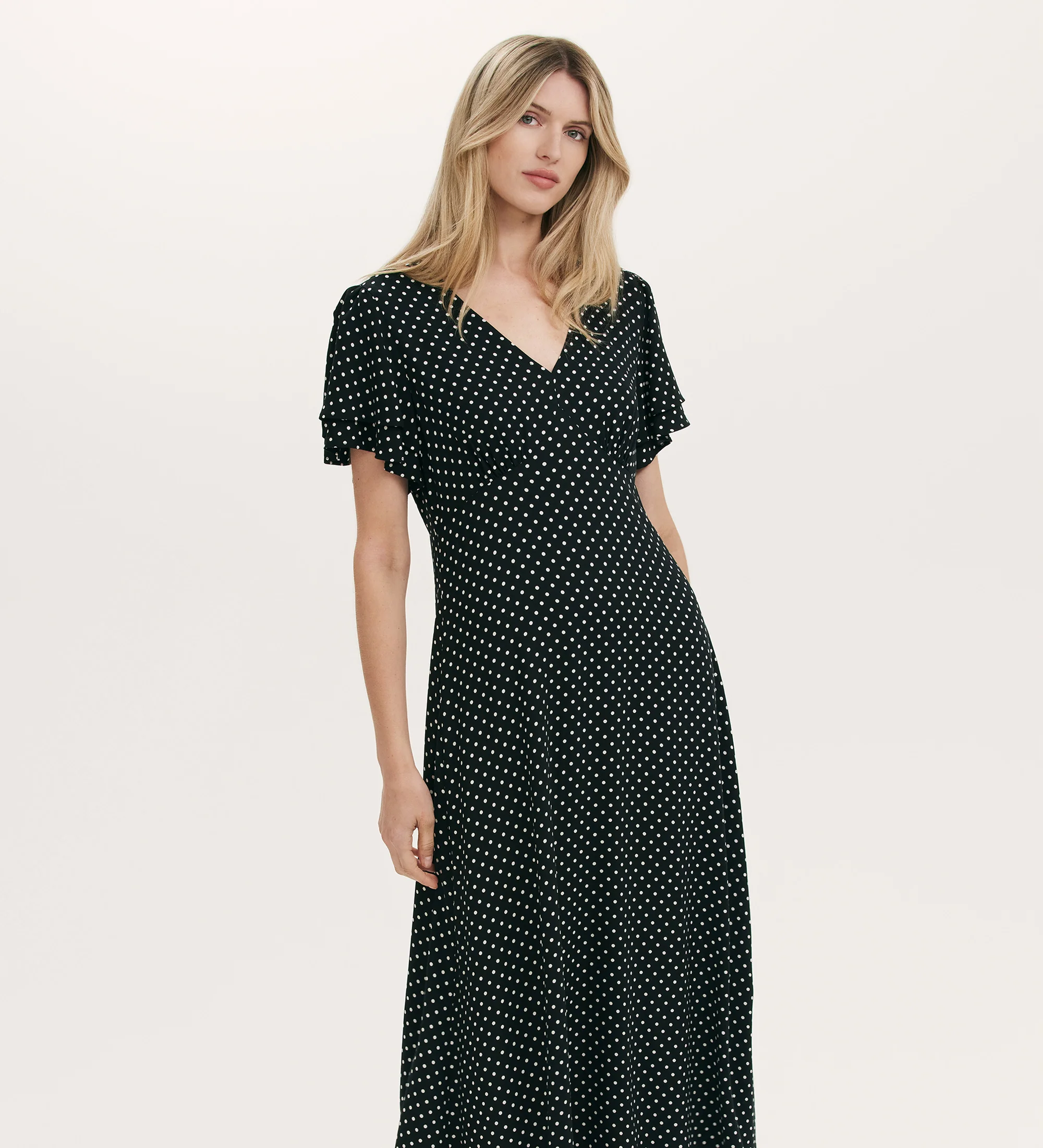 Saskia Black Polka Dot Midi Tea Dress - Image 2