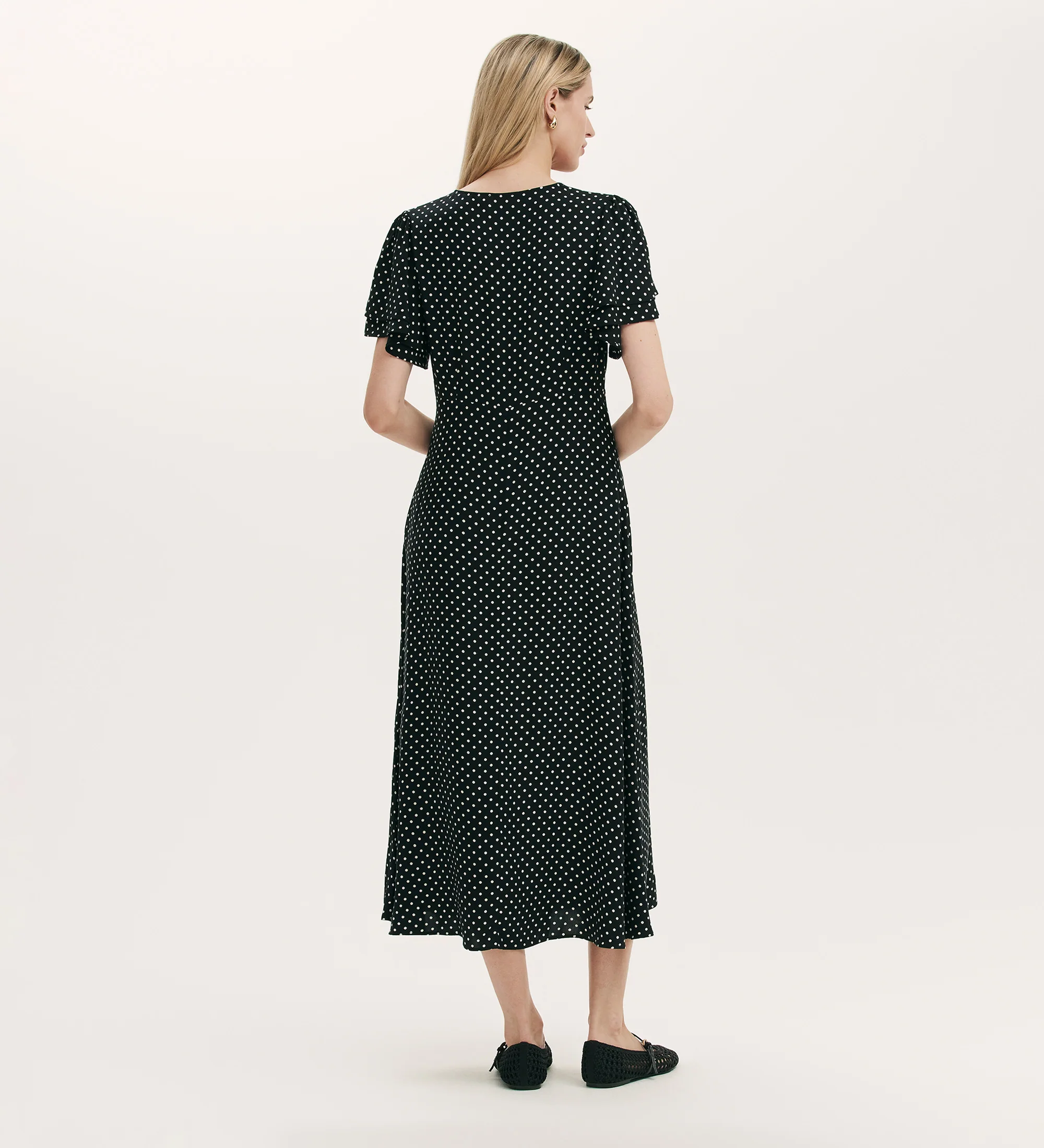Saskia Black Polka Dot Midi Tea Dress - Image 3
