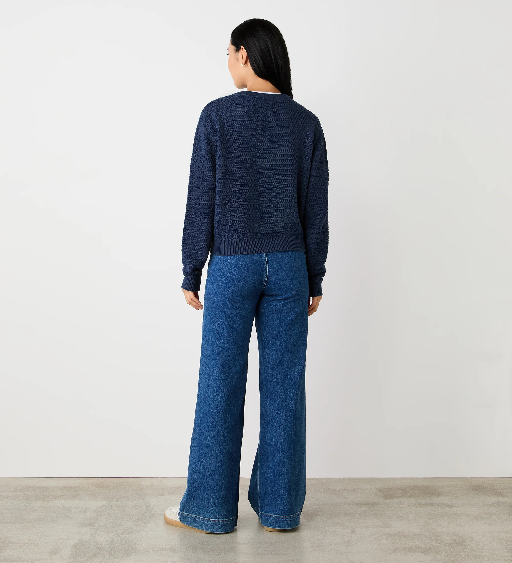 Saskia Dark Navy Button Up Cotton Cardigan - Image 4