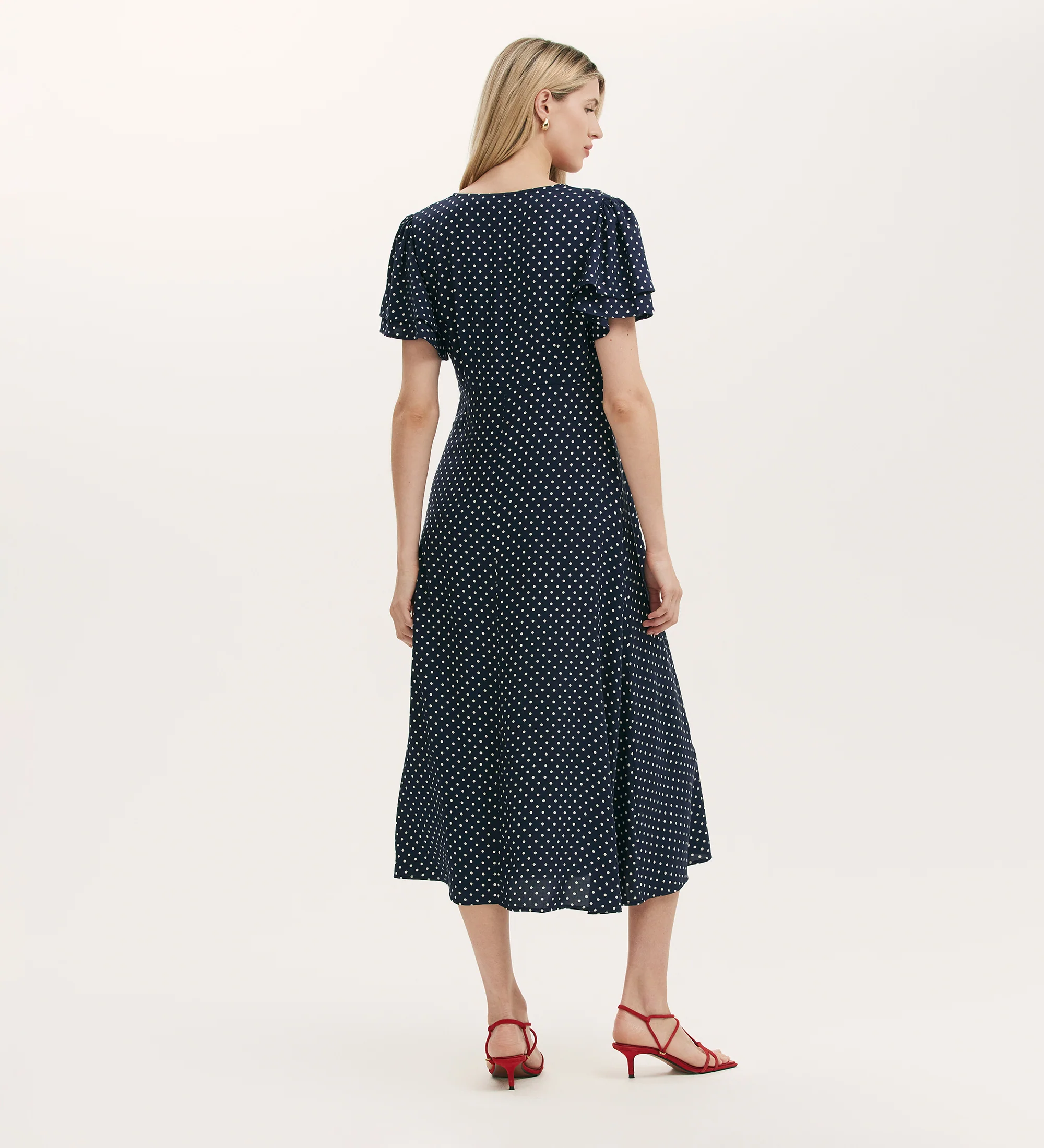 Saskia Navy Polka Dot Midi Tea Dress - Image 5