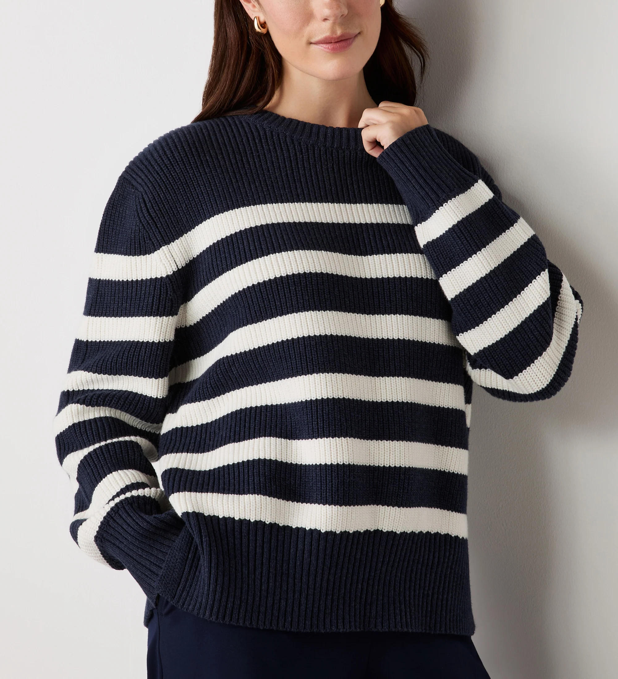 Serena Ivory Striped Knitted Jumper - Image 3