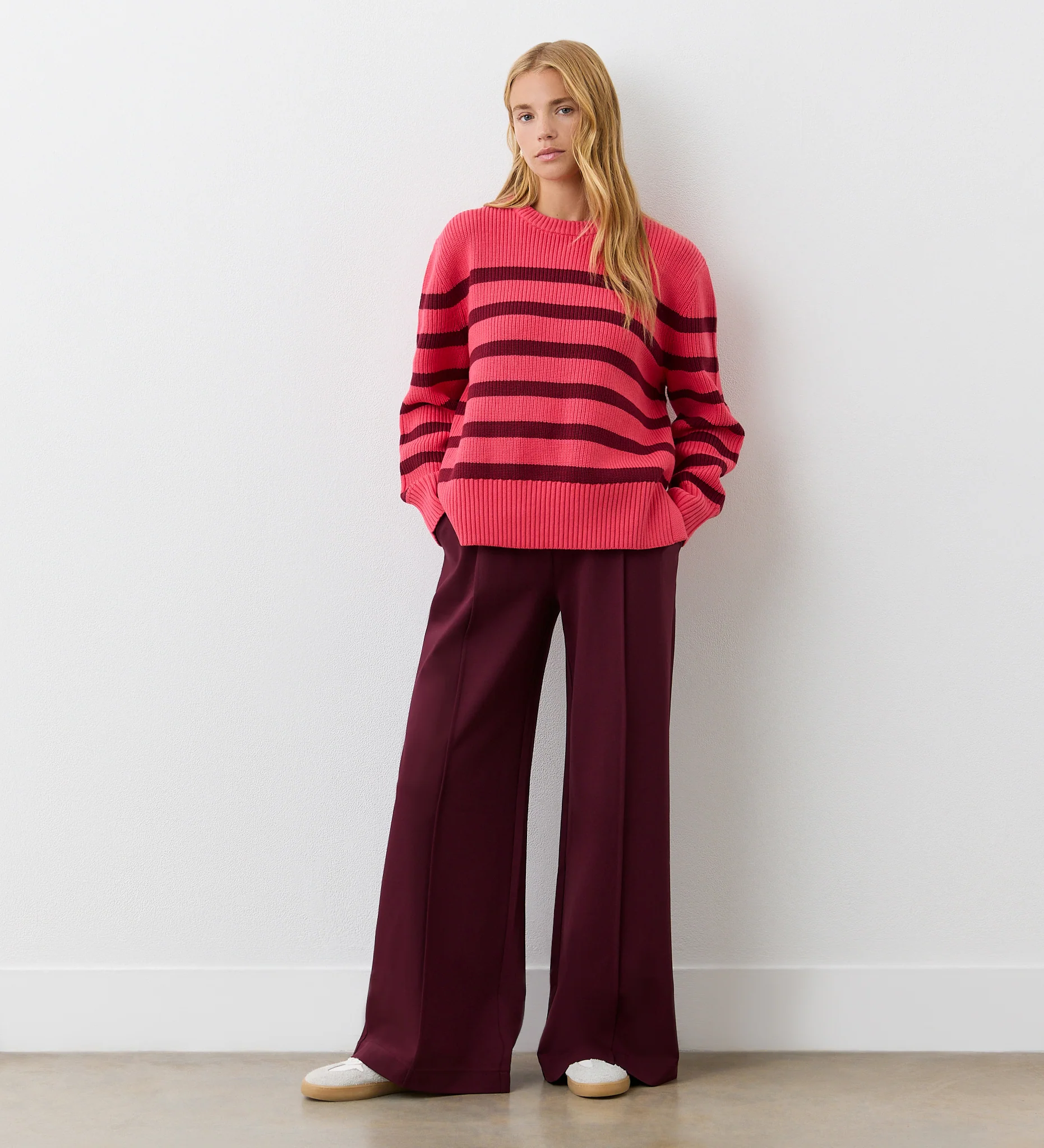 Serena Pink Striped Knitted Jumper - Image 2