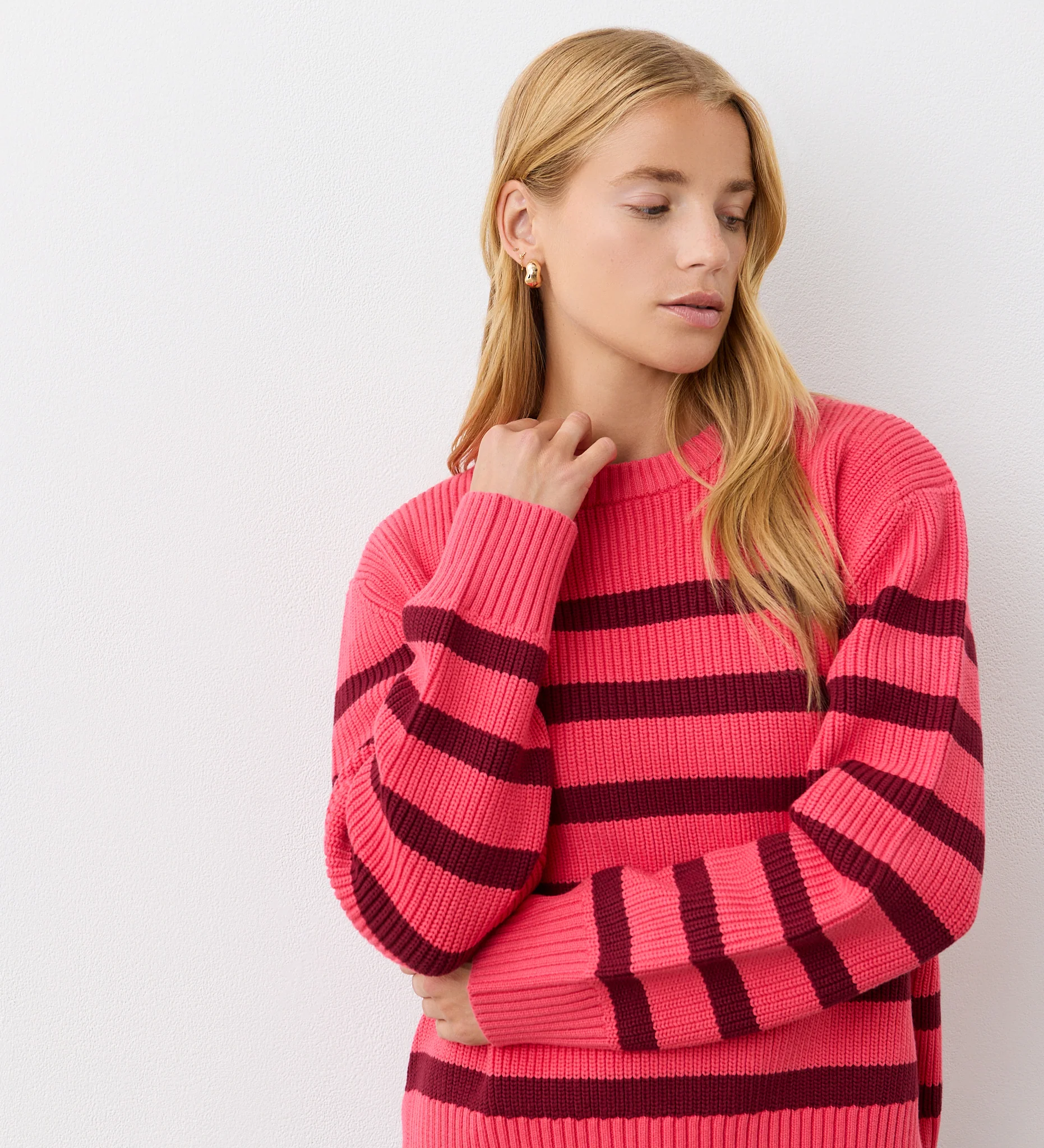 Serena Pink Striped Knitted Jumper - Image 3