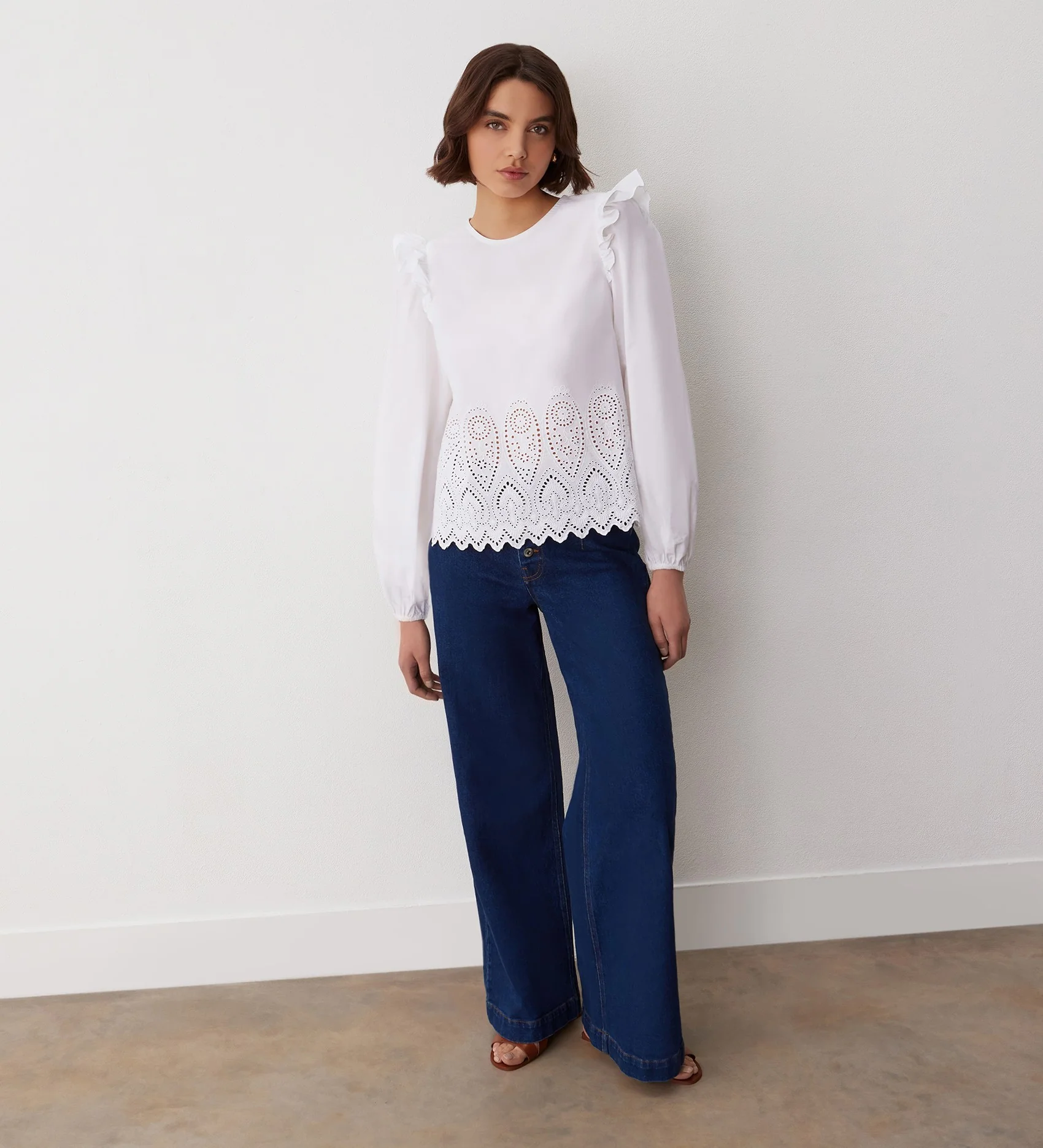 Serena White Broderie Anglaise Cotton Blouse - Image 2