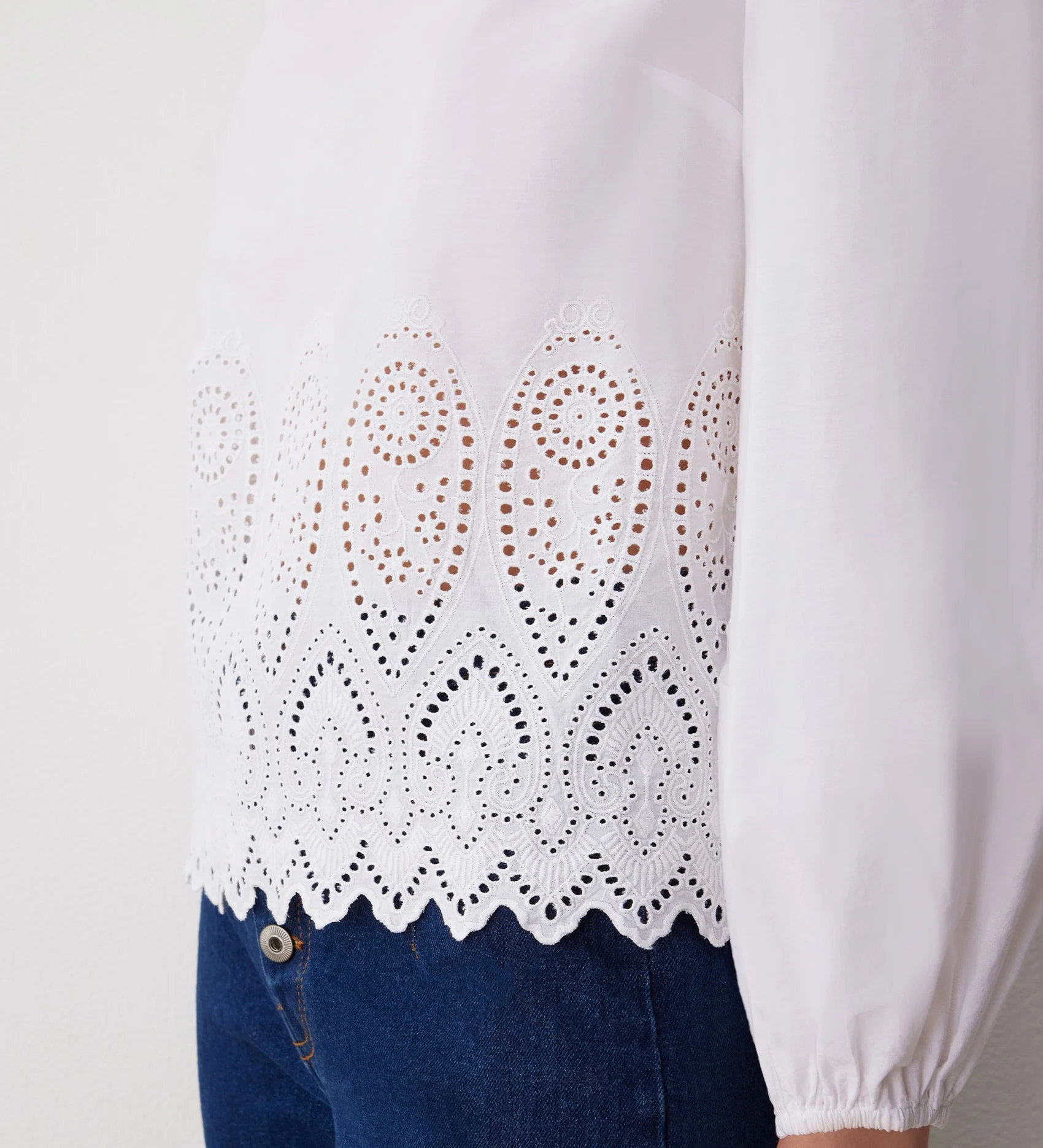 Serena White Broderie Anglaise Cotton Blouse - Image 3