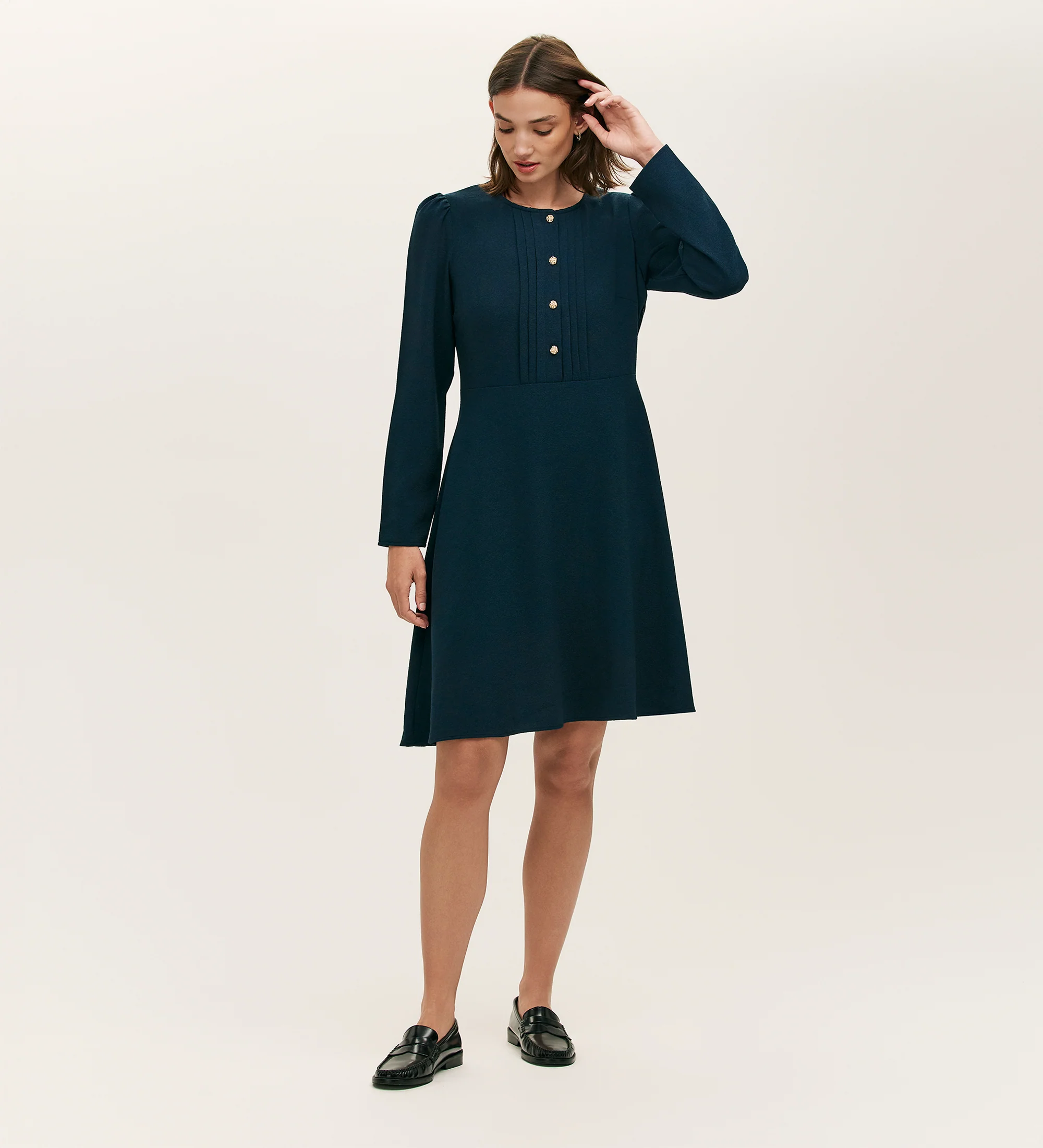 Shauna Navy Crepe Short Dress - Image 4