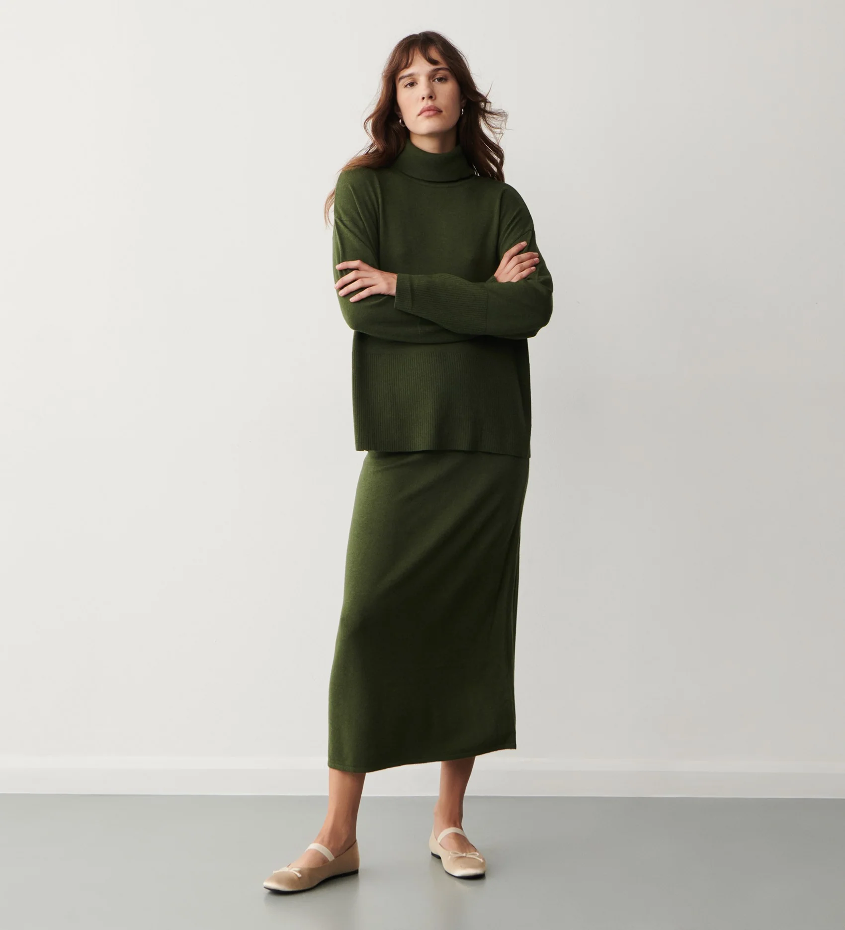 Sienna Khaki Roll Neck Jumper - Image 2