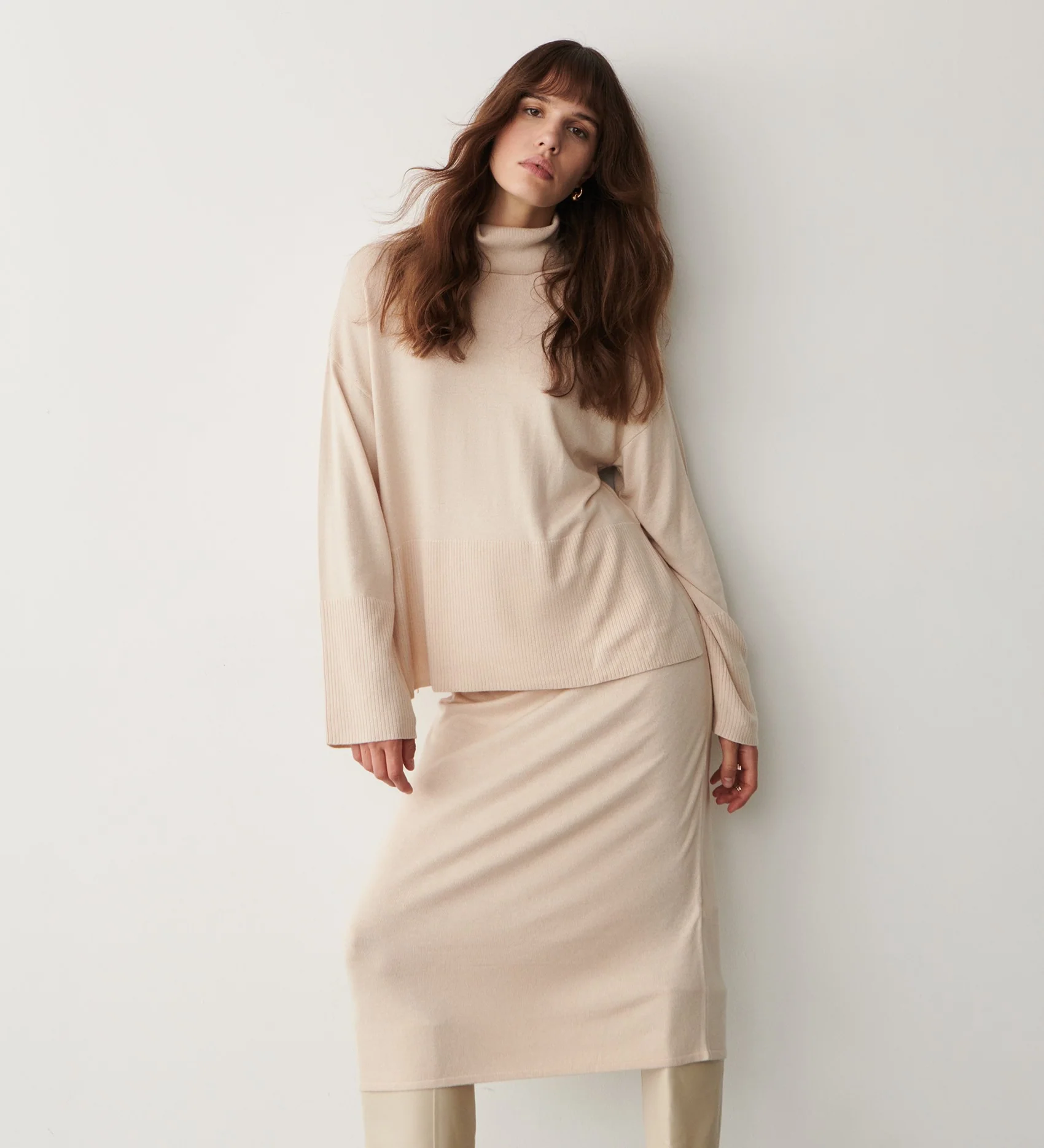 Sienna Pale Oatmeal Roll Neck Jumper - Image 2
