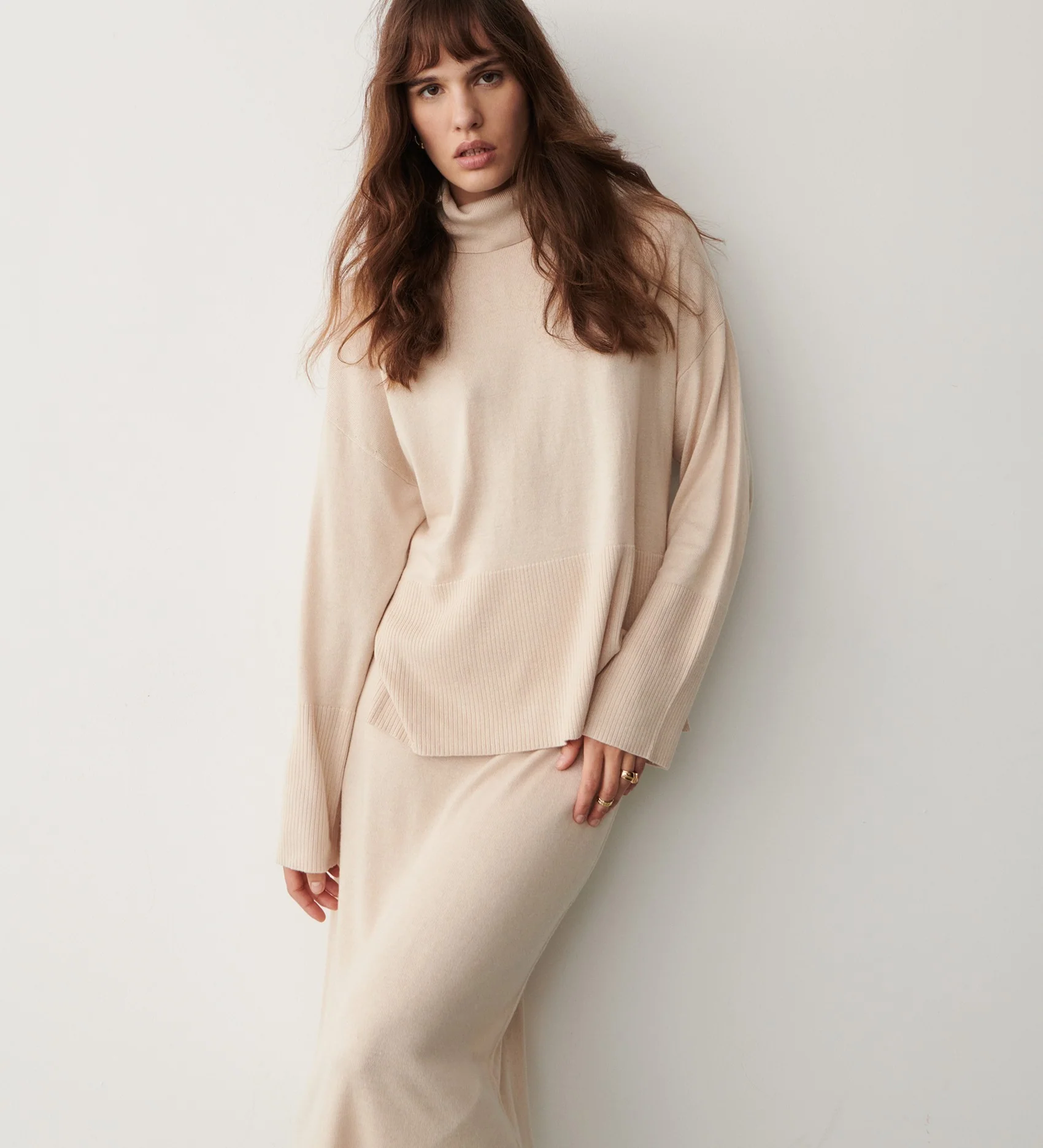 Sienna Pale Oatmeal Roll Neck Jumper - Image 3