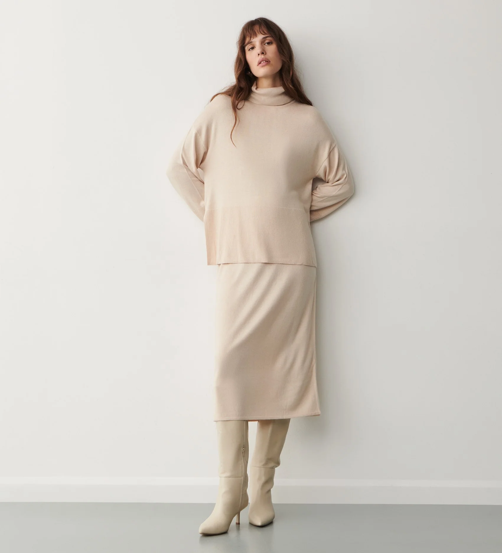 Sienna Pale Oatmeal Roll Neck Jumper - Image 5