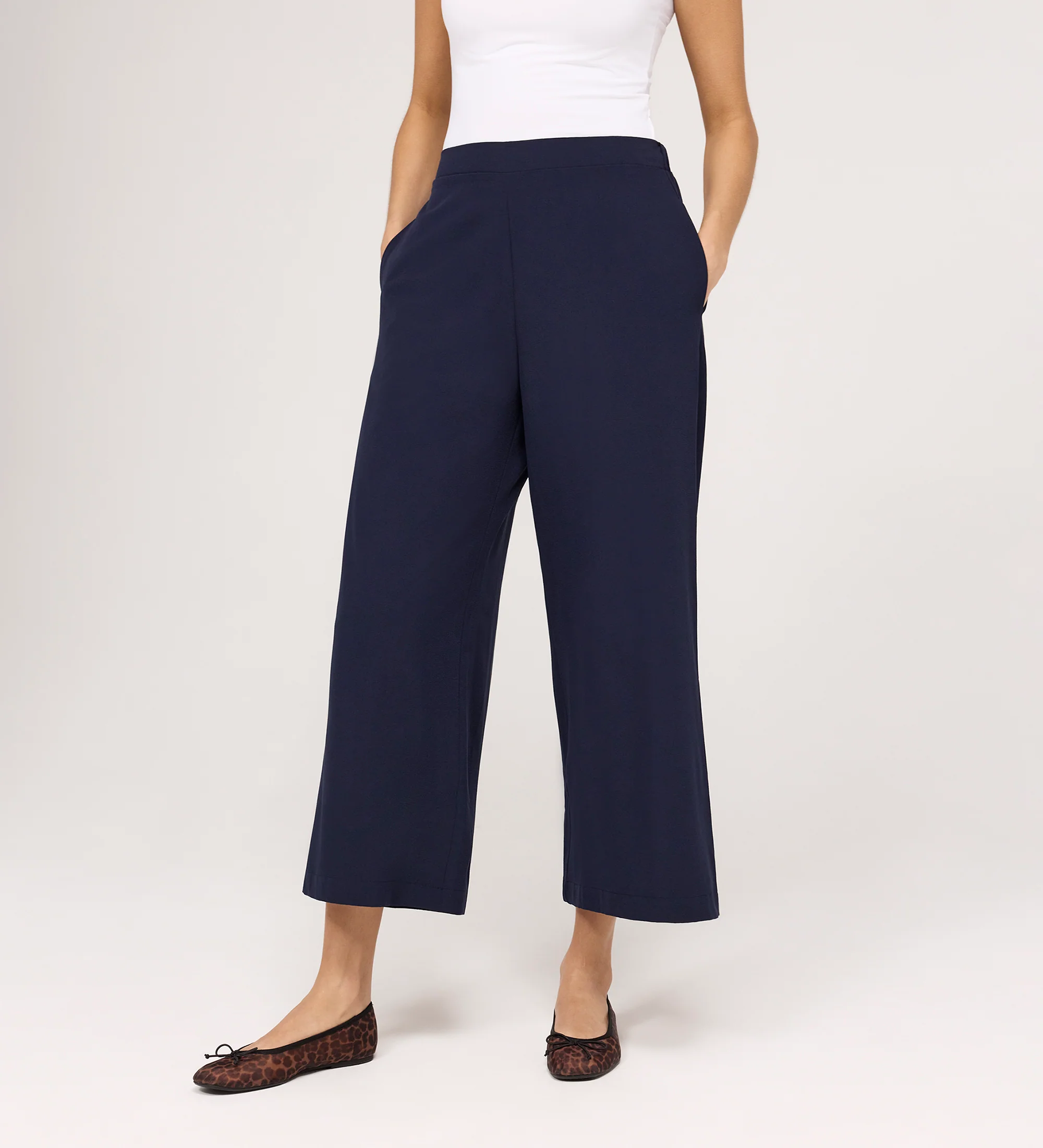 Simone Navy Crepe Wide Leg Trousers - Image 4