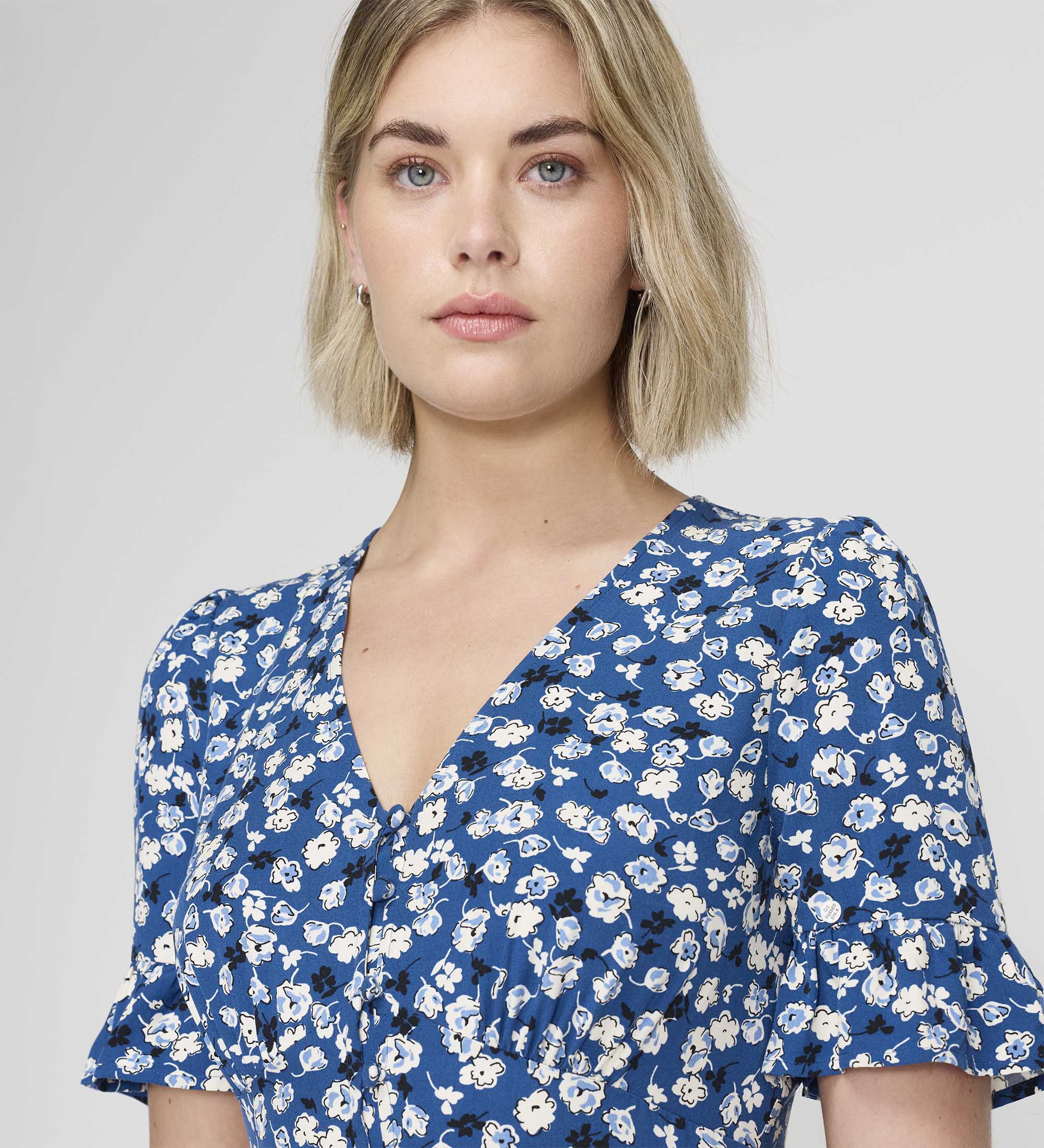 Sinead Navy Ditsy Tiered Midi Dress - Image 4